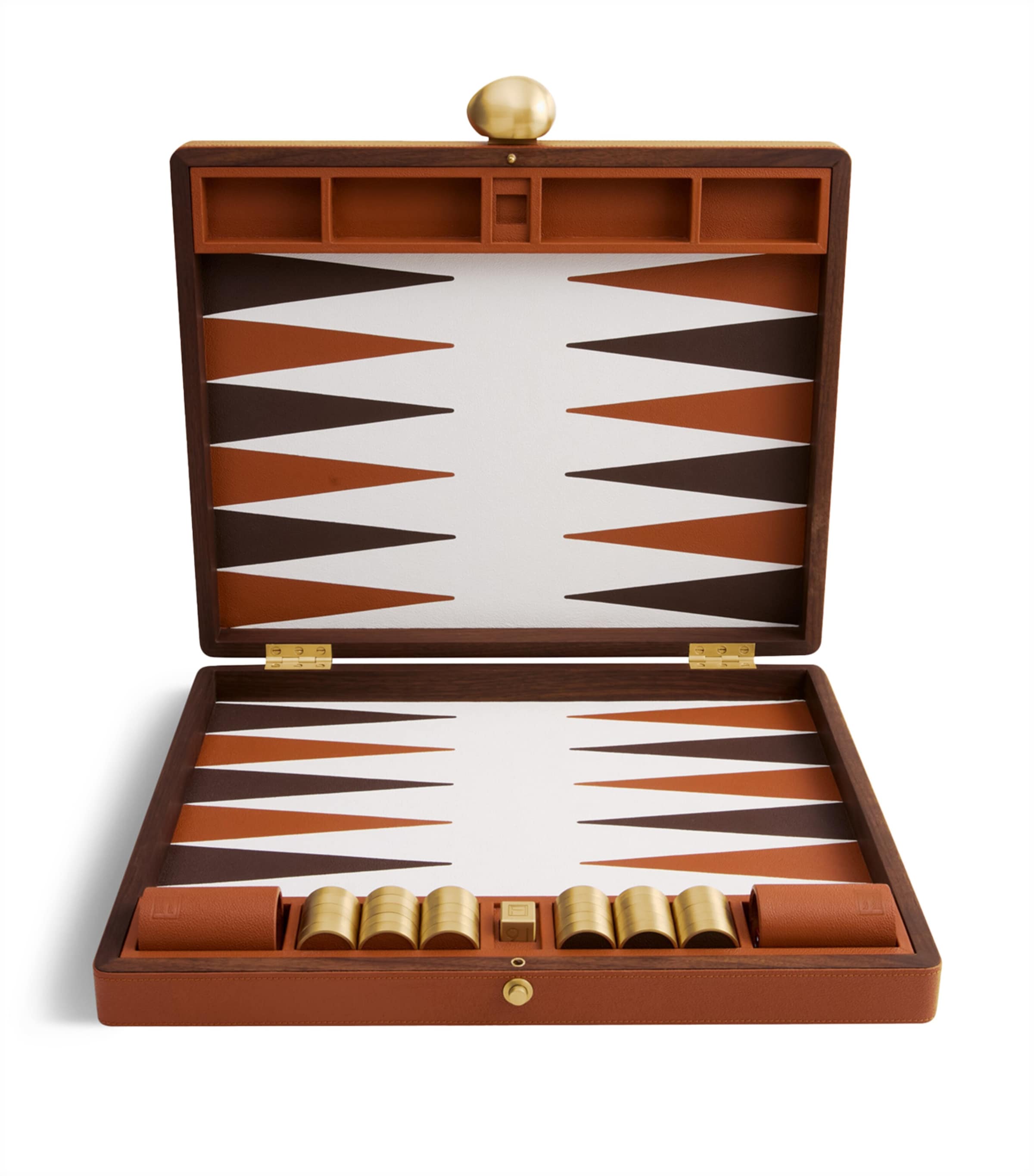 Assouline Leather Pebble Backgammon Set Camel Image 3