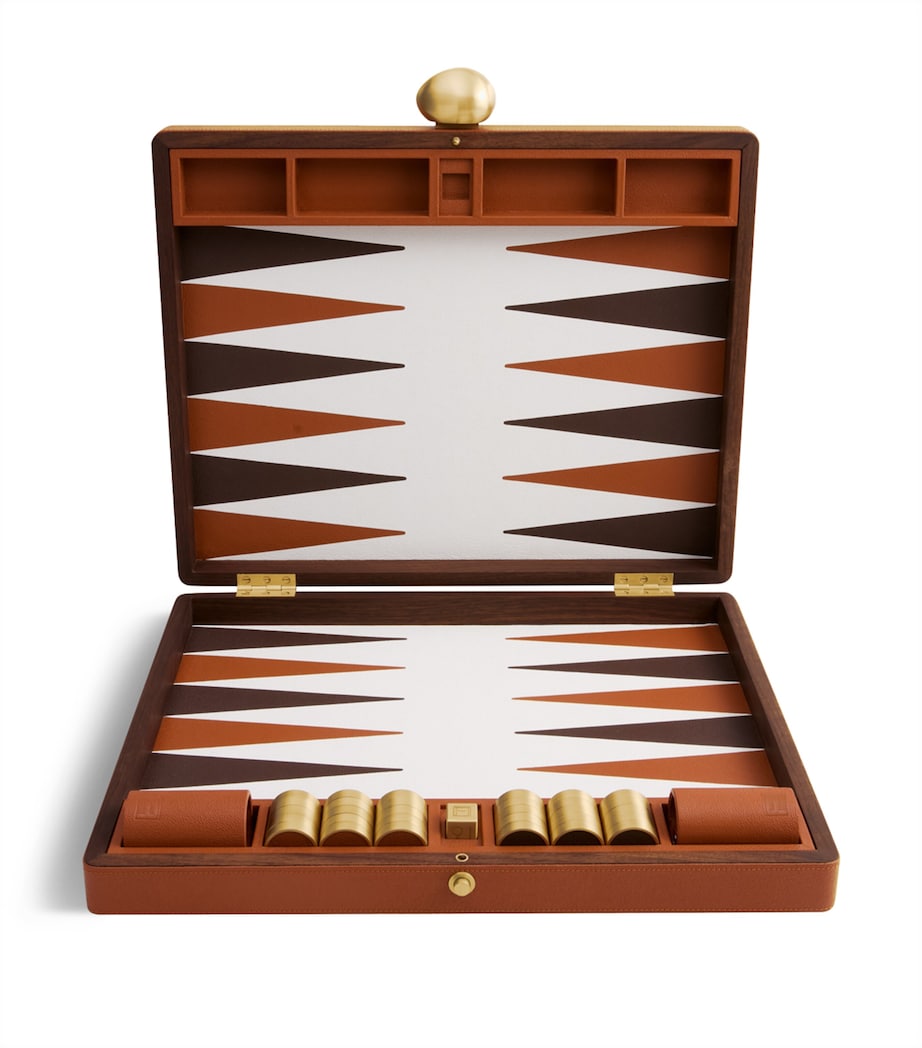 Assouline Leather Pebble Backgammon Set Camel Image 3