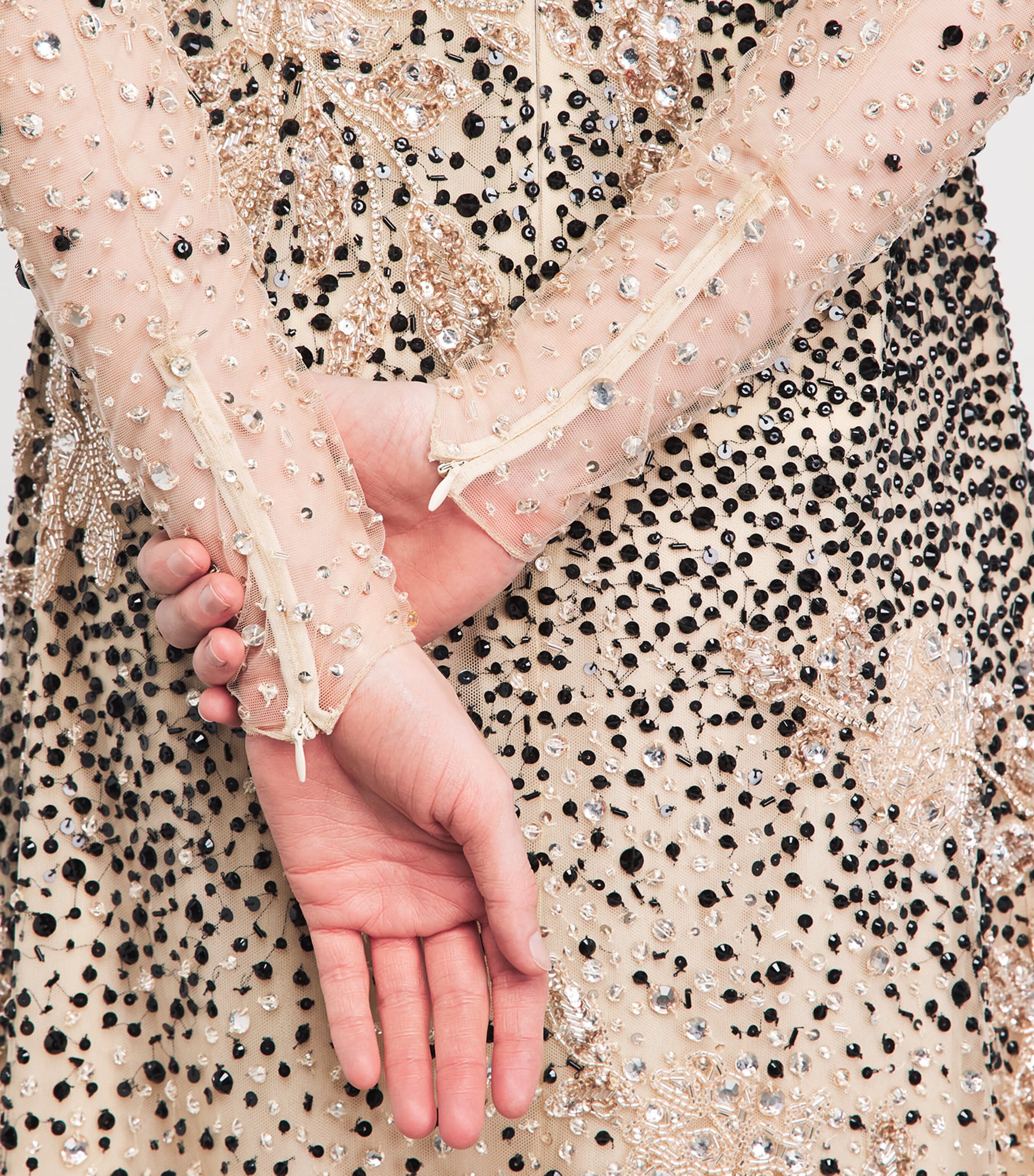 GEORGES HOBEIKA Womens Embellished Gown Nomad Beige Image 3