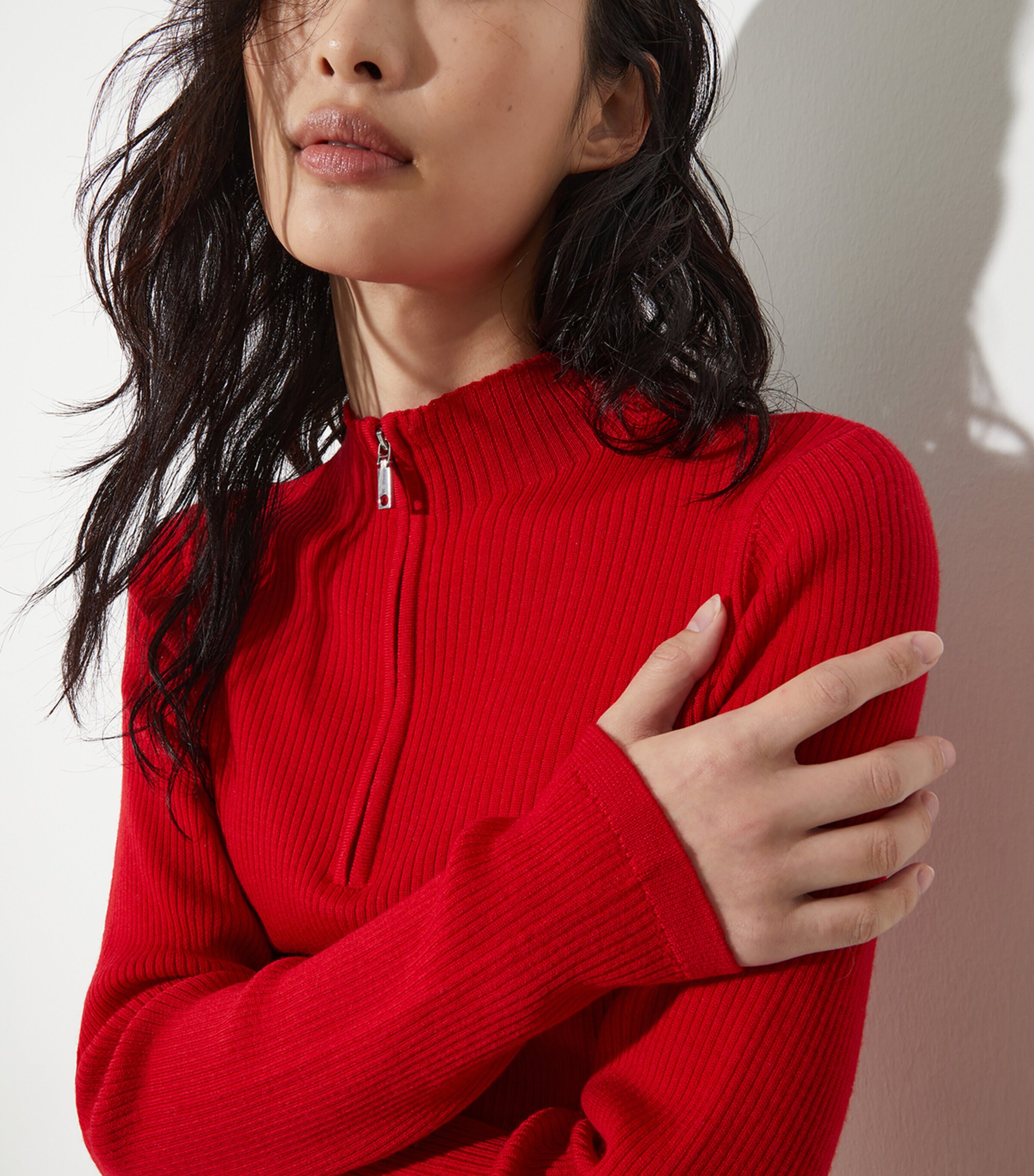 Wool Half-Zip Sweater RED Image 5