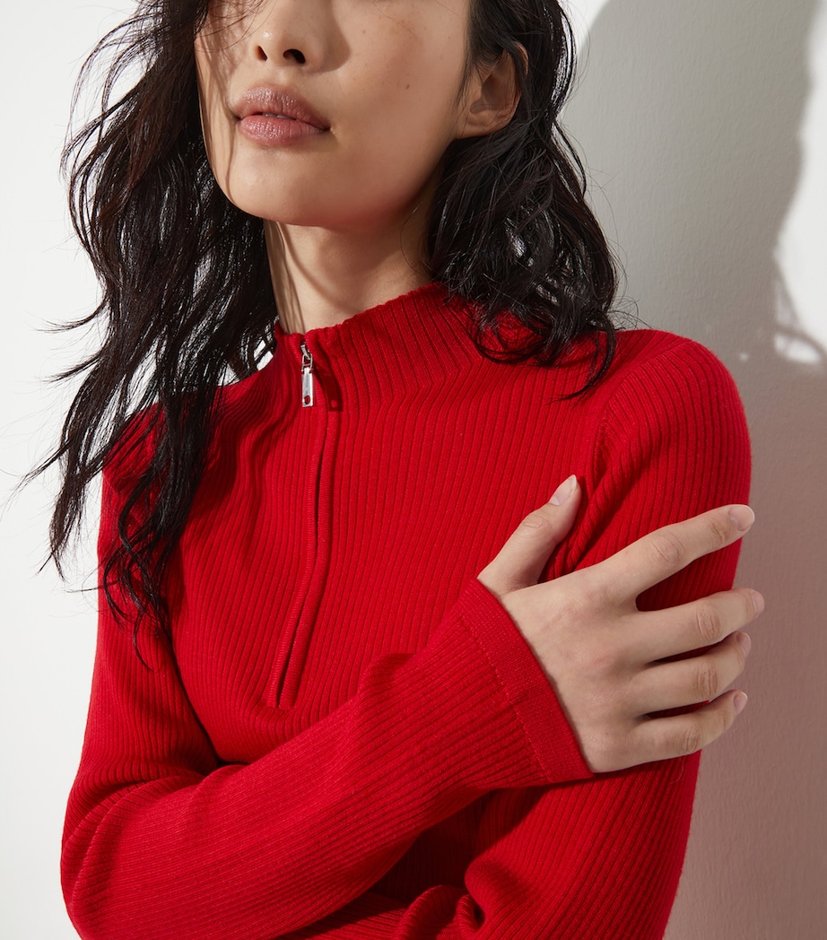 Wool Half-Zip Sweater RED Image 5