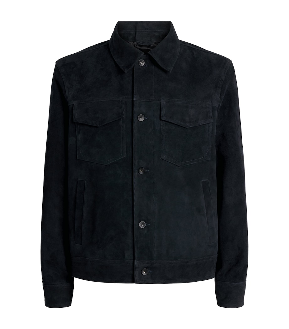 Rag & Bone Mens Suede Trucker Jacket Navy Image 1