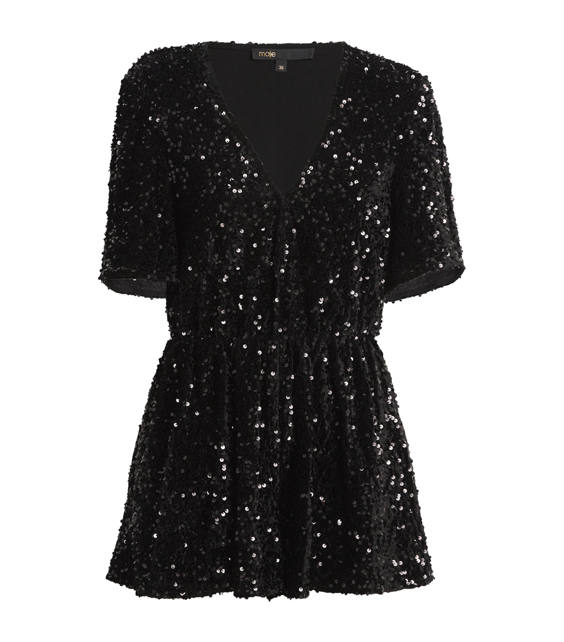 Maje Sequinned V-neck Playsuit In Black