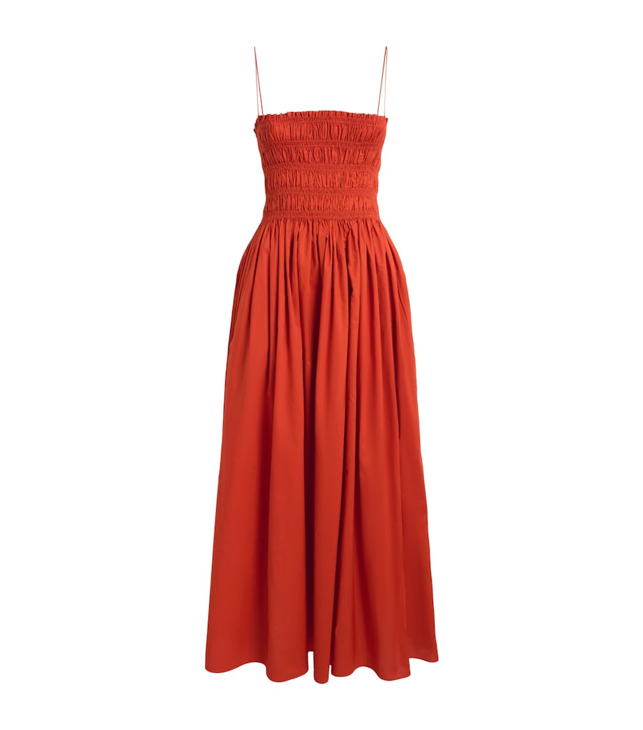 Matteau Womens Organic Cotton Shirred Maxi Dress Tomatotom Image 1