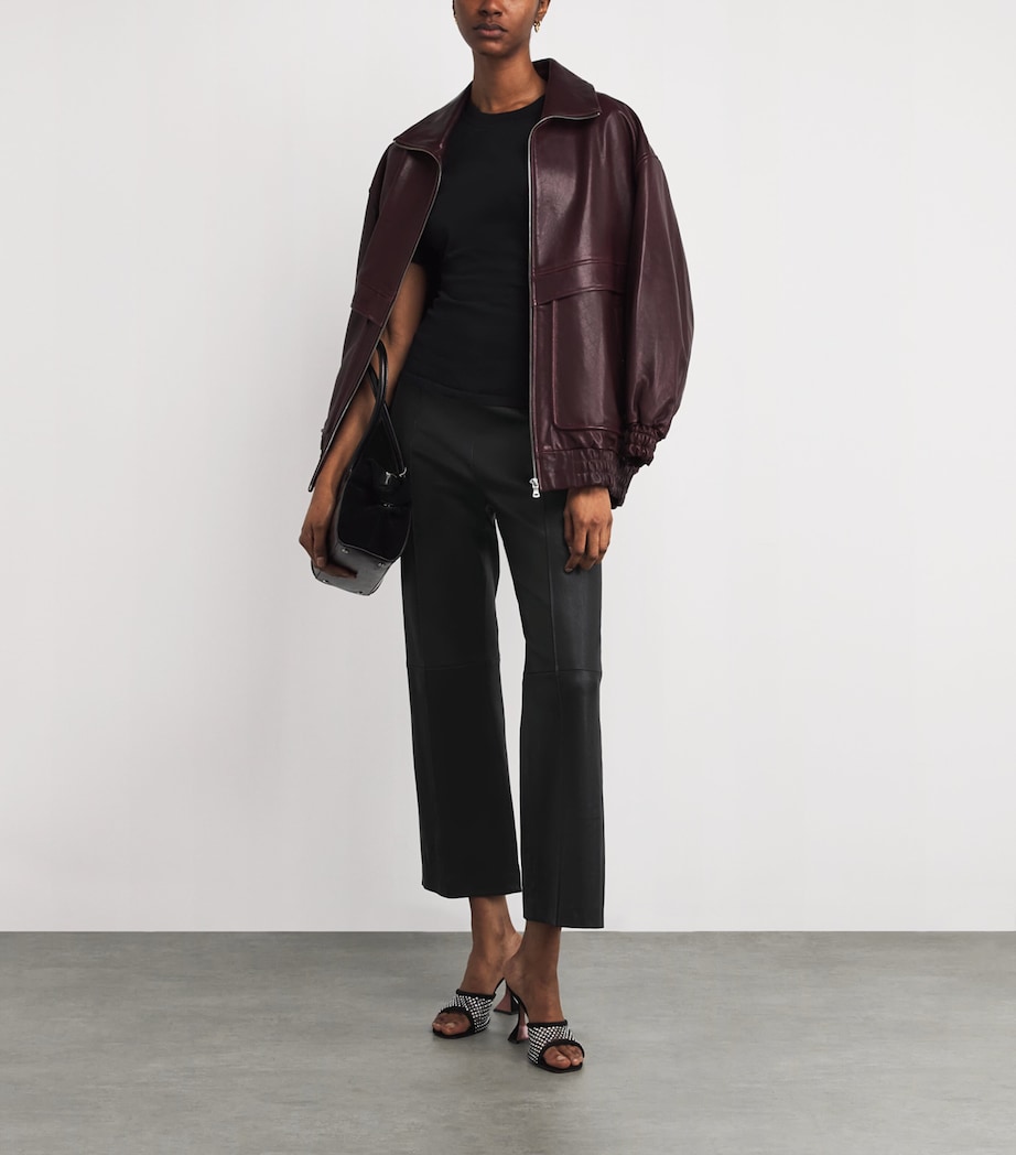 Leather Irina Flared Trousers BLACK Image 2