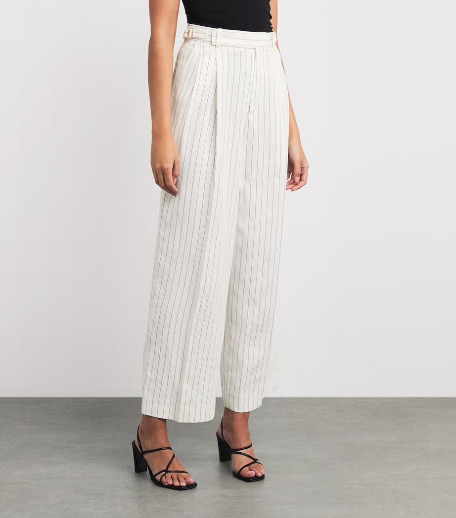 Sandro Paris Womens Stripe Wide-Leg Tailored Trousers Ecru / Black Image 4