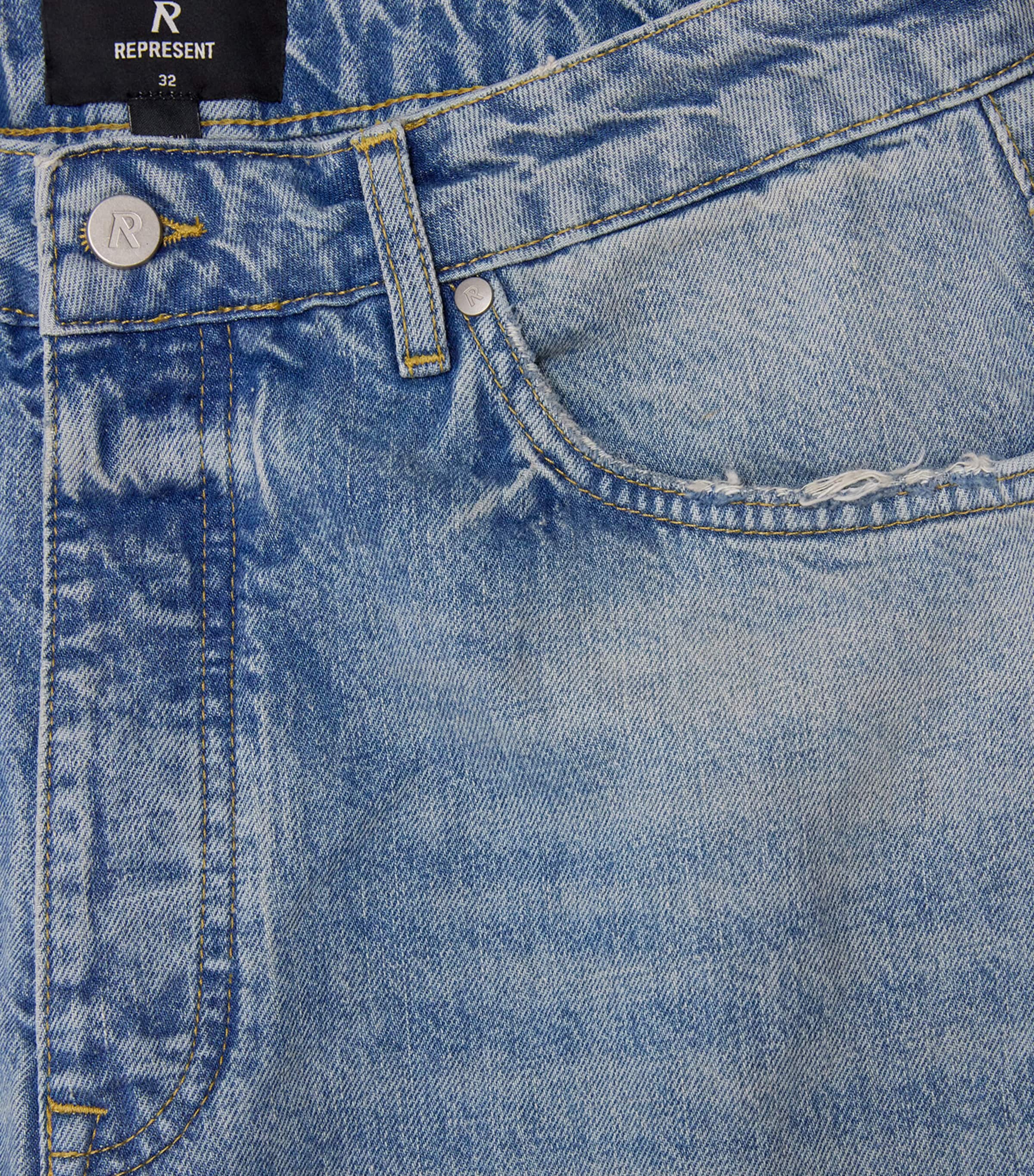 Represent Mens Ripped Heaton Straight Jeans Light Vintage Blue Image 6
