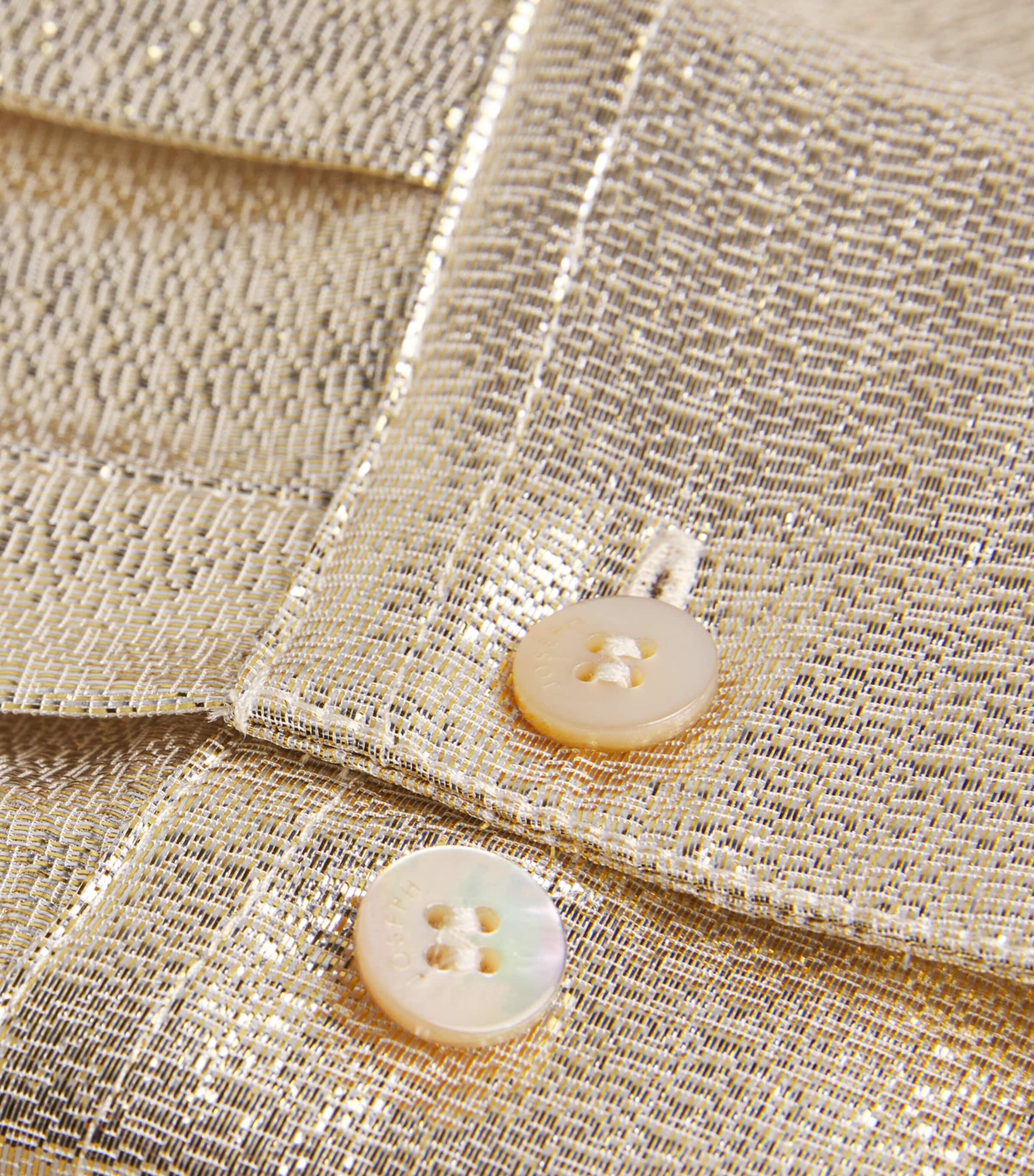 Silk-Blend Lamé Capri Blouse GILT Image 5