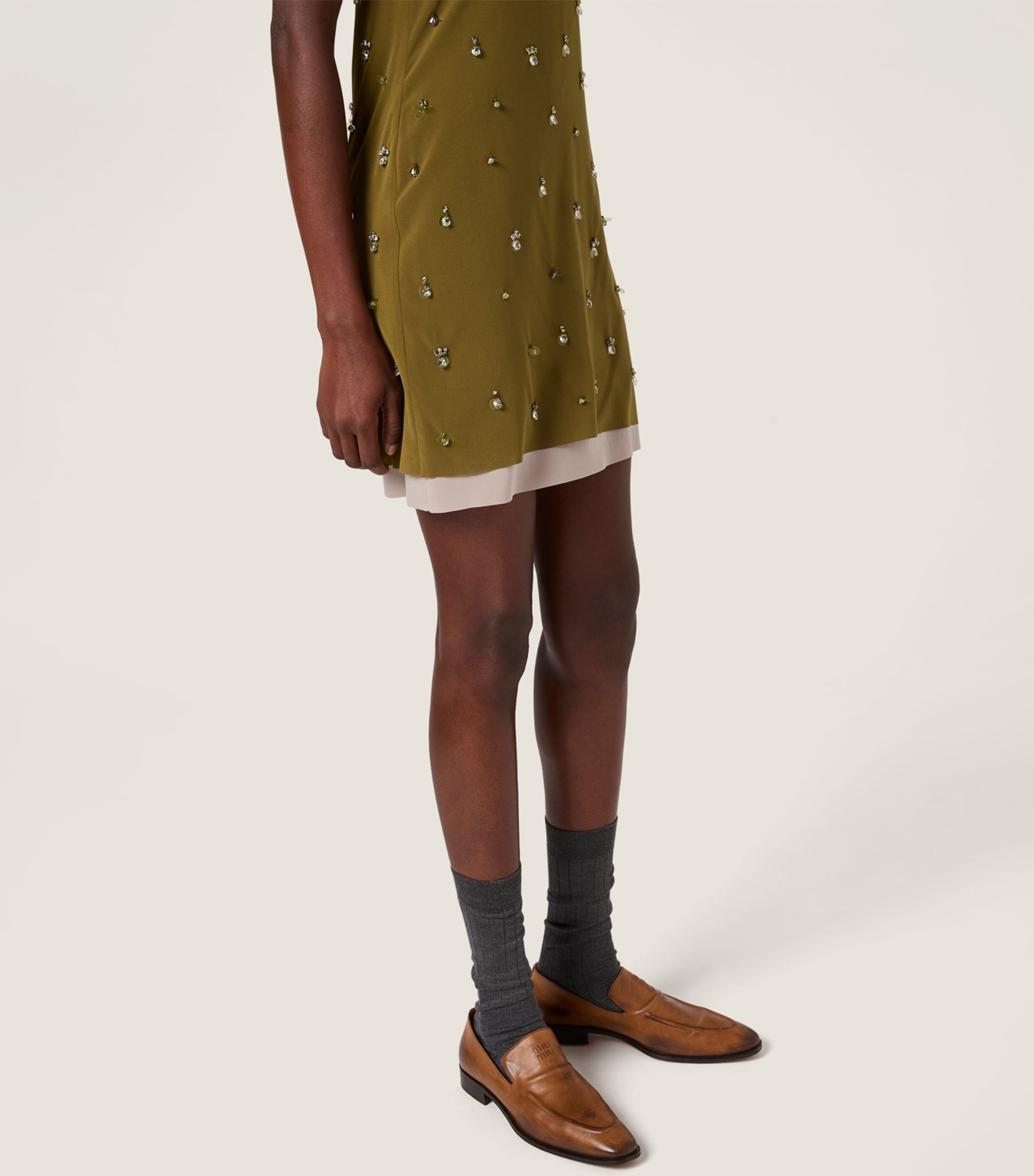 Miu Miu Womens Silk Embellished Strapless Mini Dress Image 5