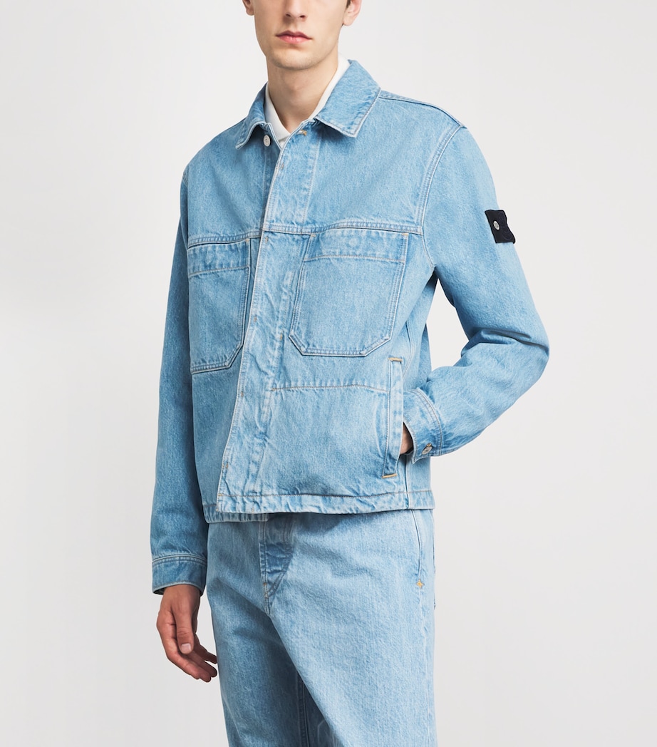 Stone Island Mens Denim Coach Jacket Image 4