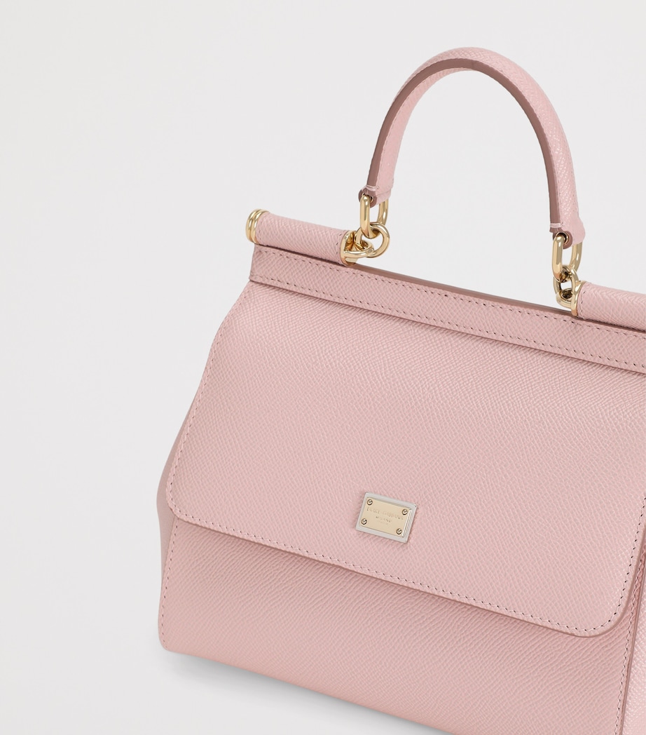 Dolce&Gabbana Small Leather Sicily Top-Handle Bag Flesh Pin Image 5