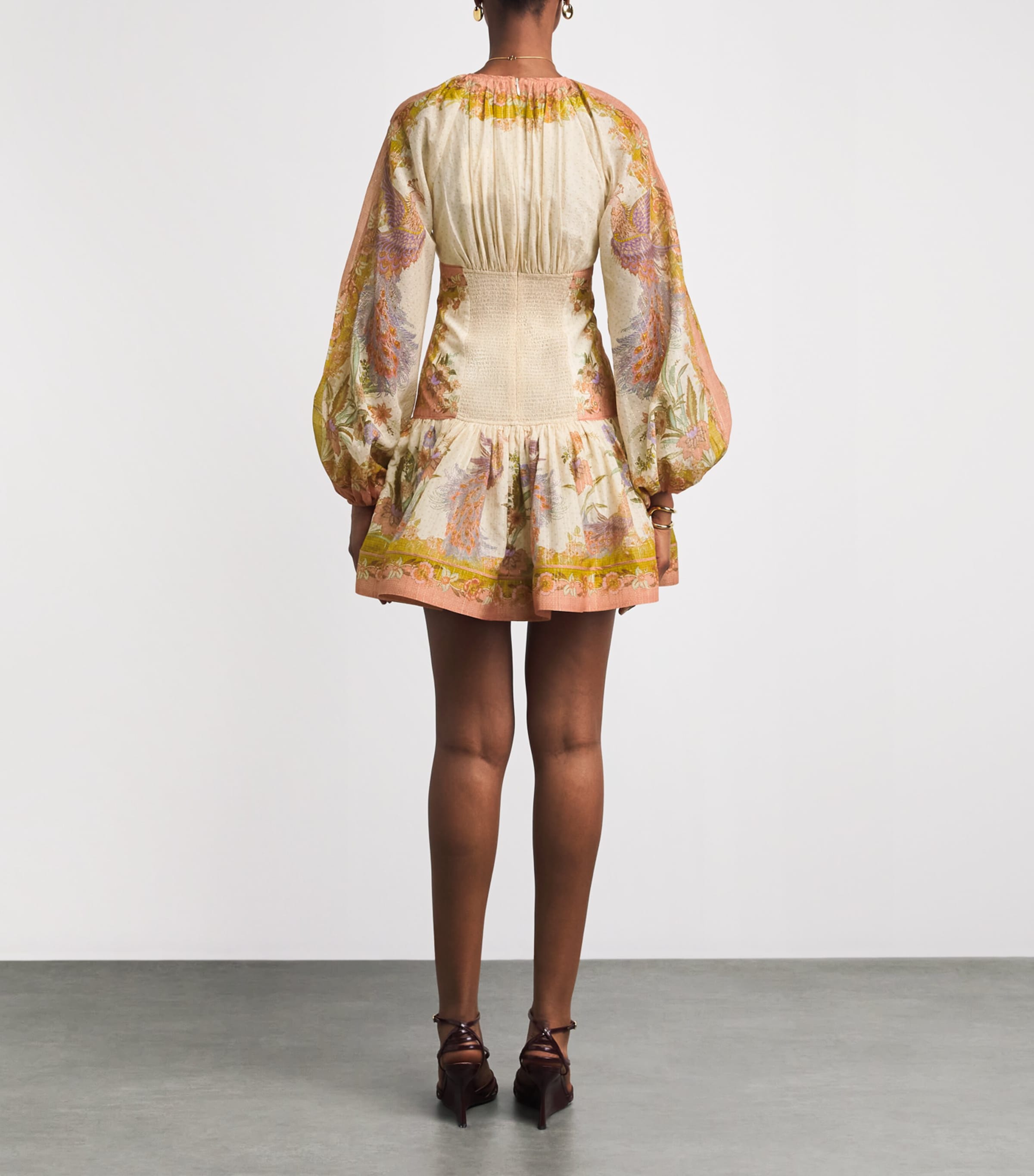 Zimmermann Womens Cotton-Silk Indra Mini Dress Chartreuse Scrf Flrl Image 4