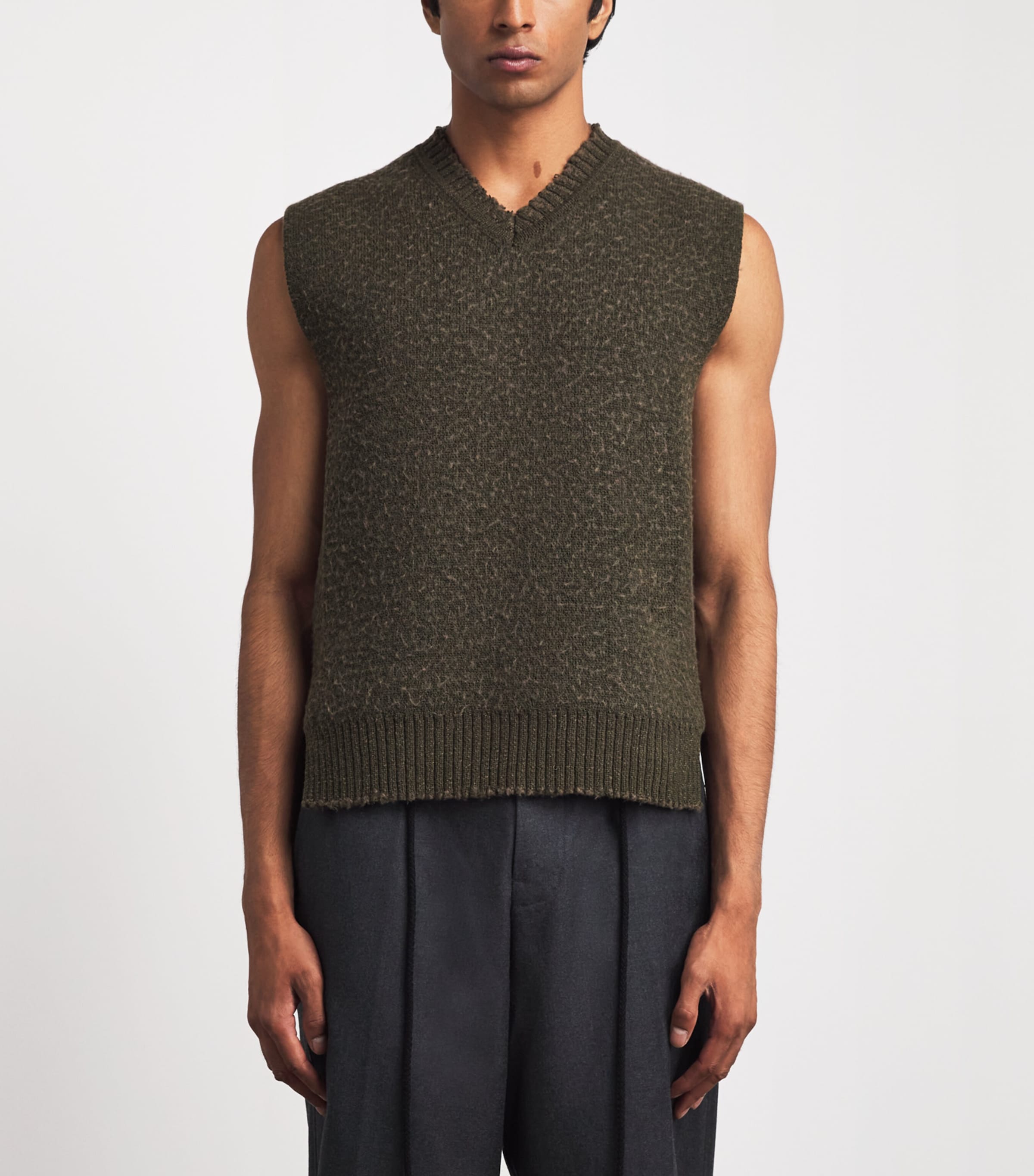 Craig Green Mens Wool-Blend Sweater Vest Green/ Khaki Image 4