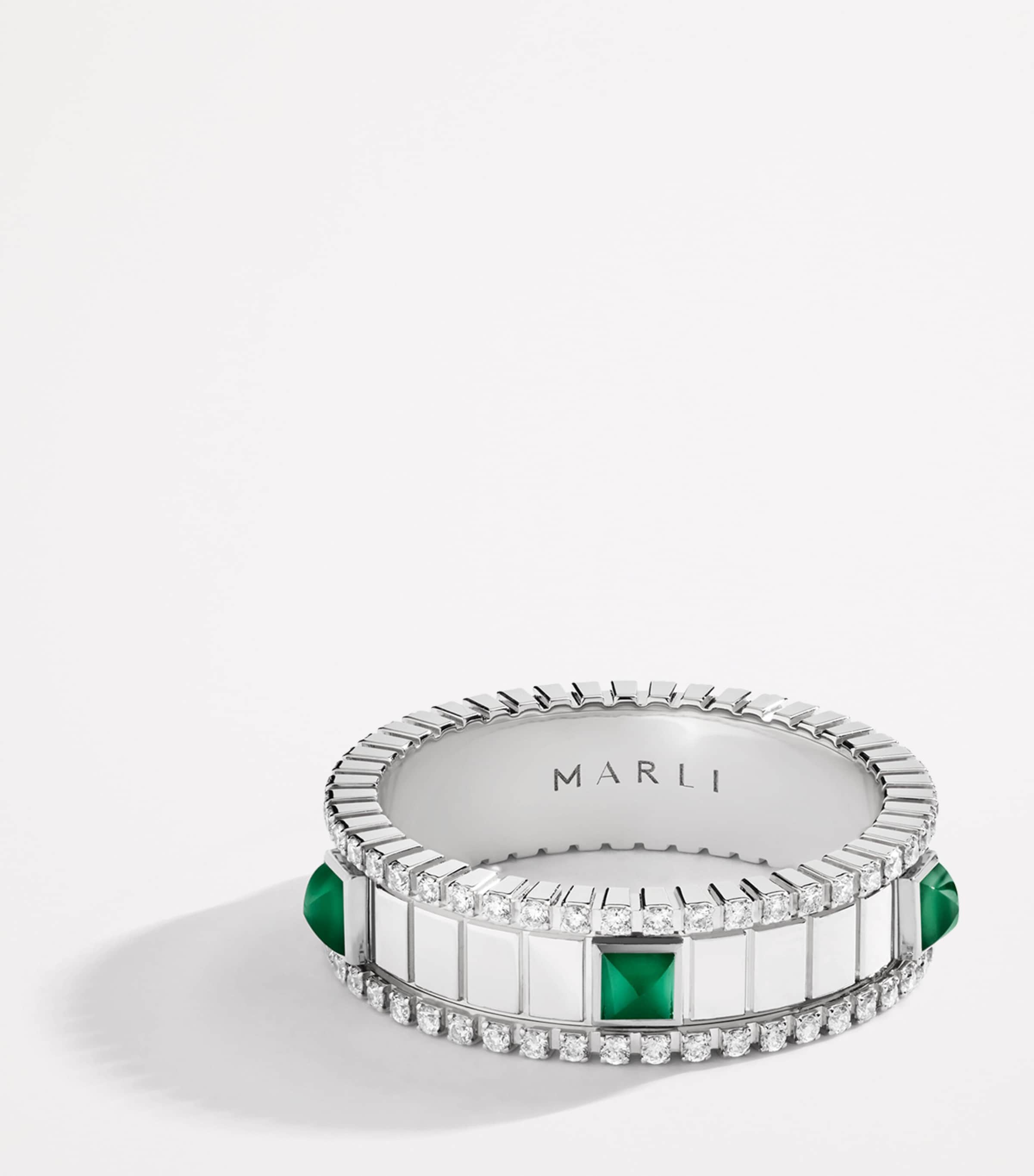 White Gold, Diamond and Agate Life Spinning Ring WHITE GOLD Image 2