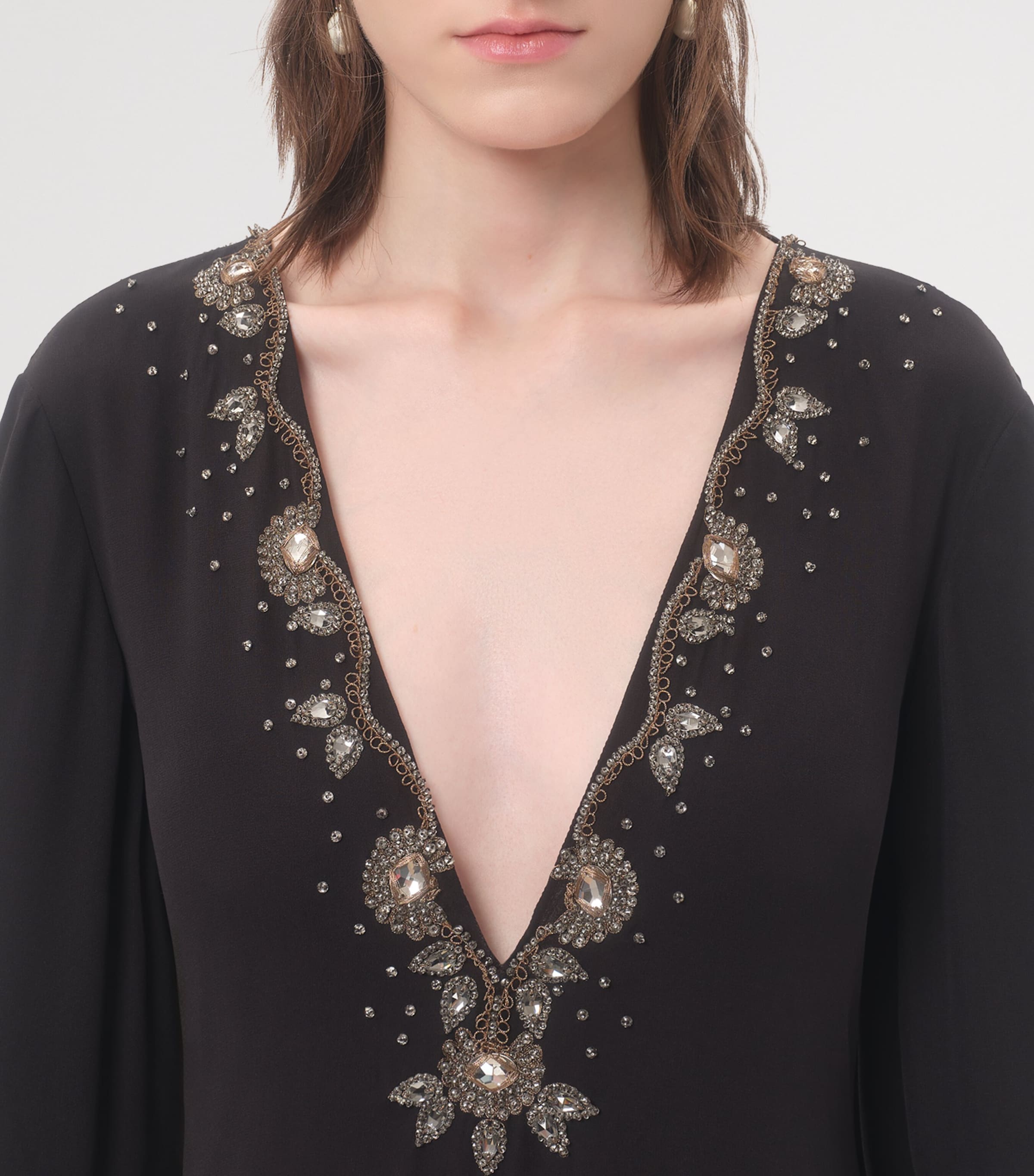 Embroidered Silk Georgette Midi Dress N06 Image 3