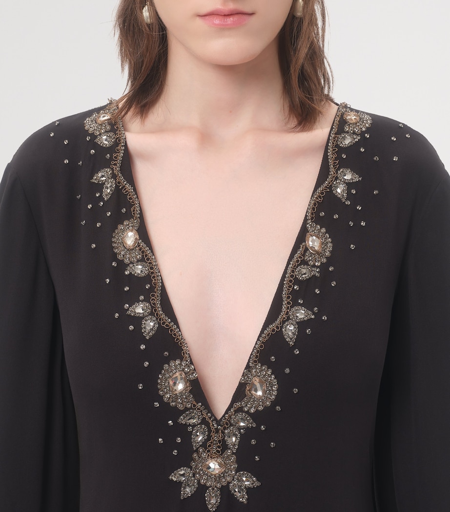 Embroidered Silk Georgette Midi Dress N06 Image 3