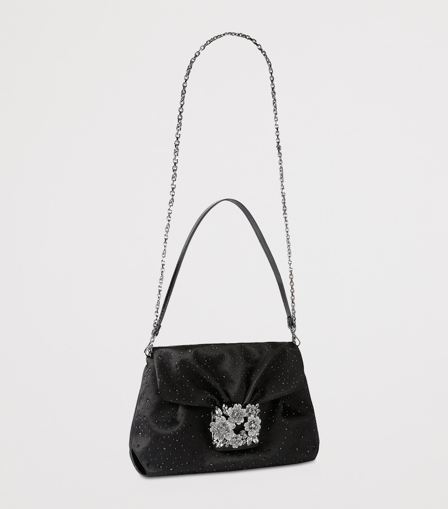 Mini Satin Efflorescence Clutch Bag BLACK Image 3