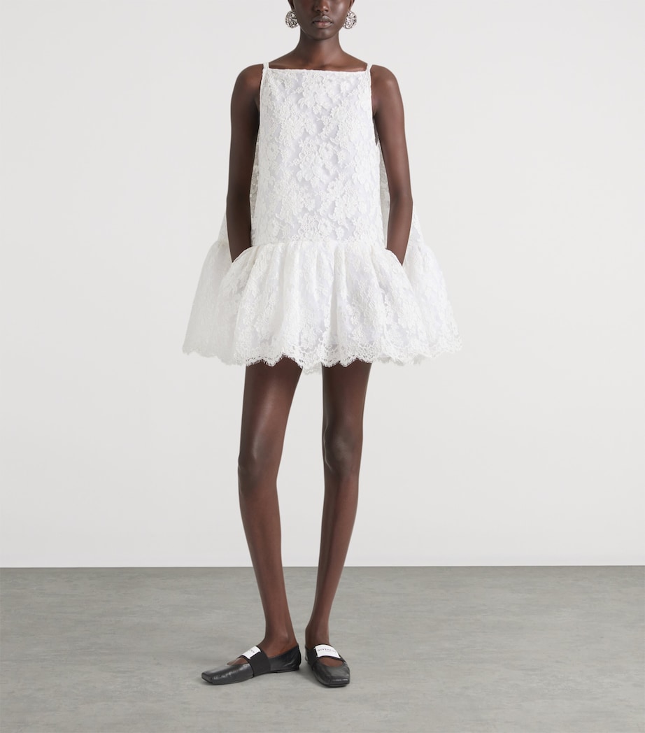 Lace Ruffle Round Mini Dress OFF WHITE Image 2