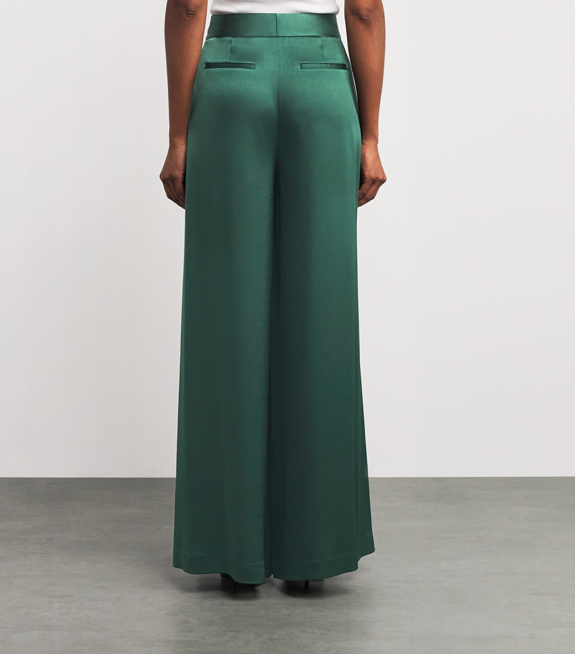Satin Nessi Wide-Leg Trousers B345 GREEN MYSTIQUE Image 4