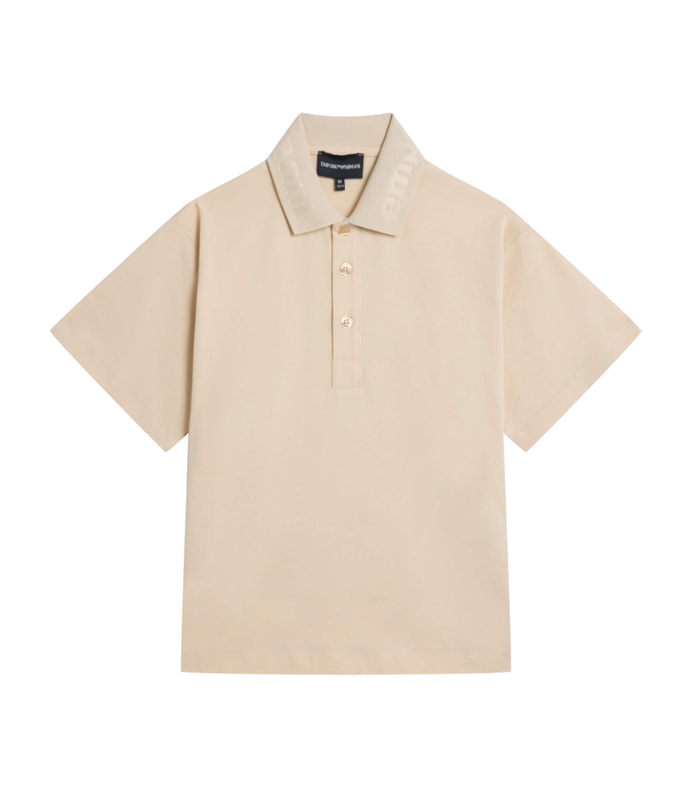 Emporio Armani Cotton Logo Polo Shirt In Brown