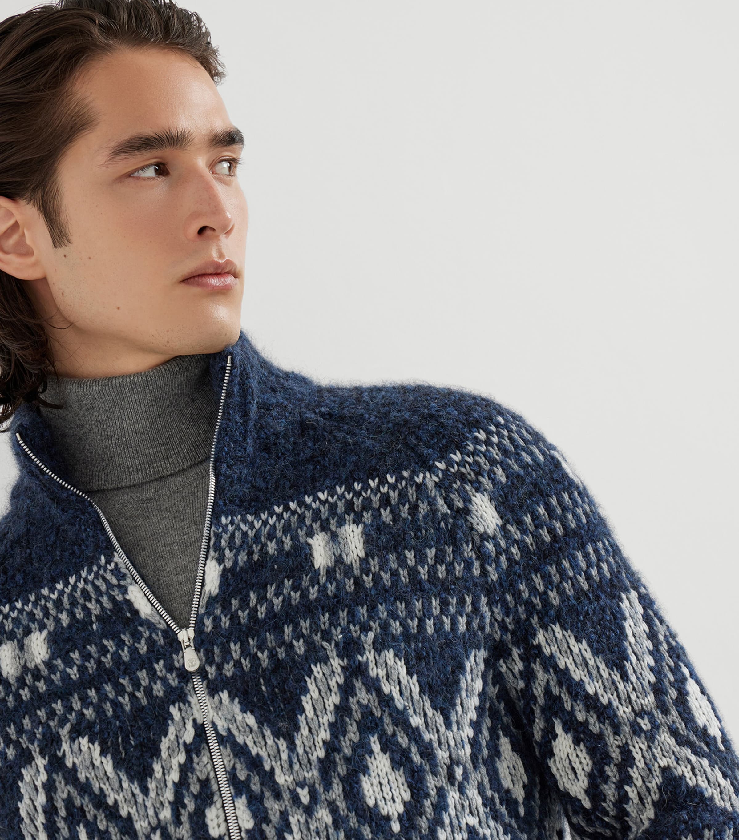 Brunello Cucinelli Blue Alpaca-Blend Zip-Up Cardigan | Harrods US