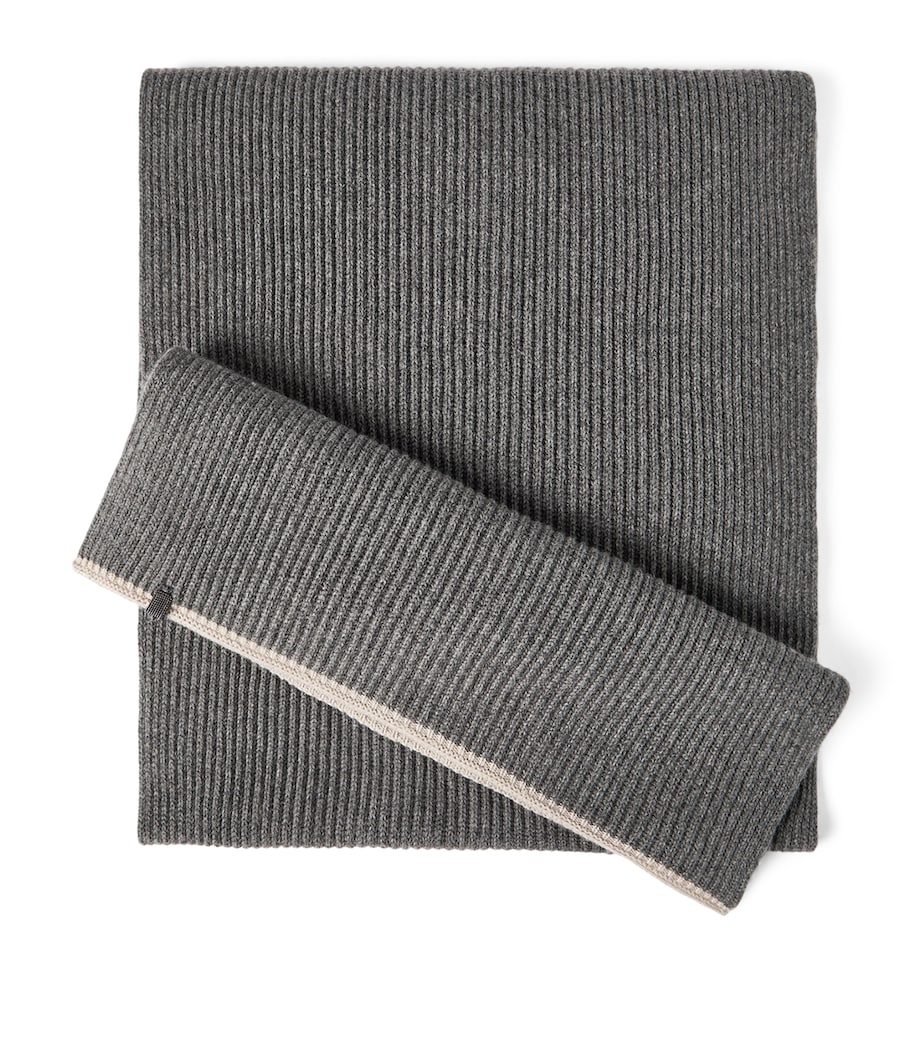 Brunello Cucinelli Cashmere Ribbed Monili-Detail Scarf Image 1