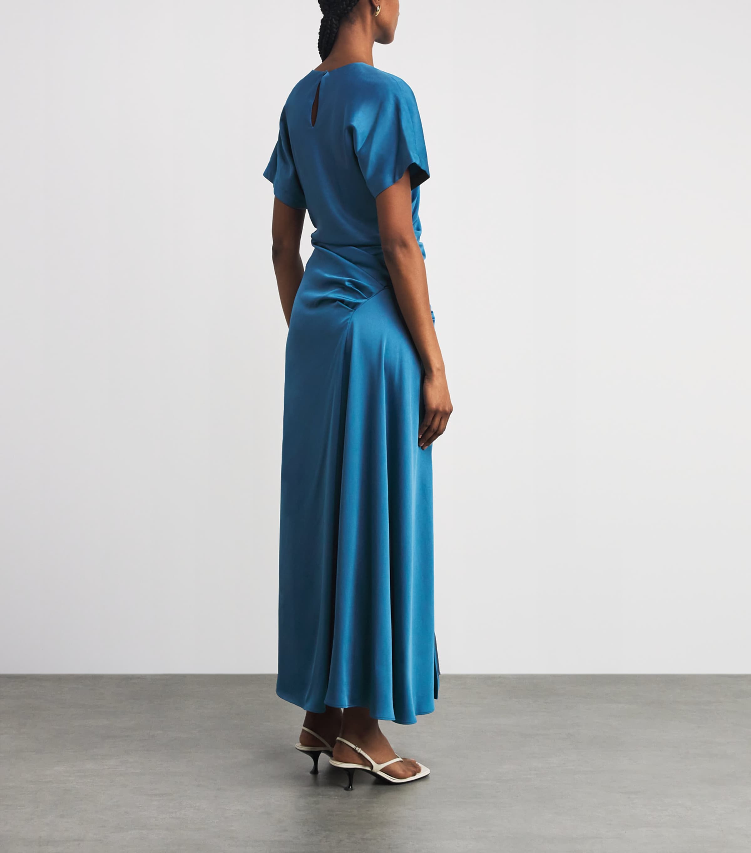 Simkhai Womens Satin Draped Marabella Midi Dress Washed Indigo Image 4