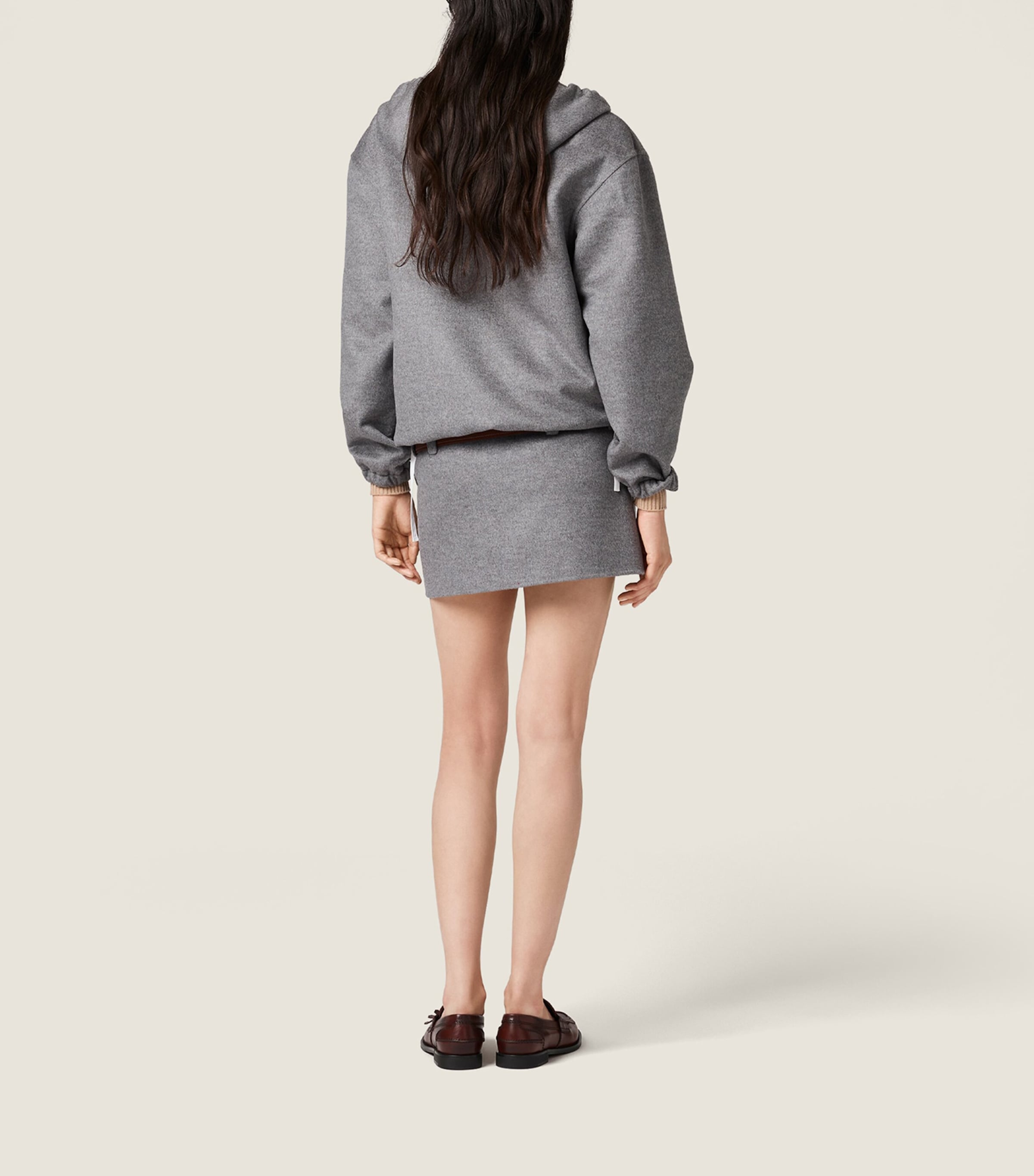 Miu Miu Womens Wool-Cashmere Mini Skirt Grey Image 3