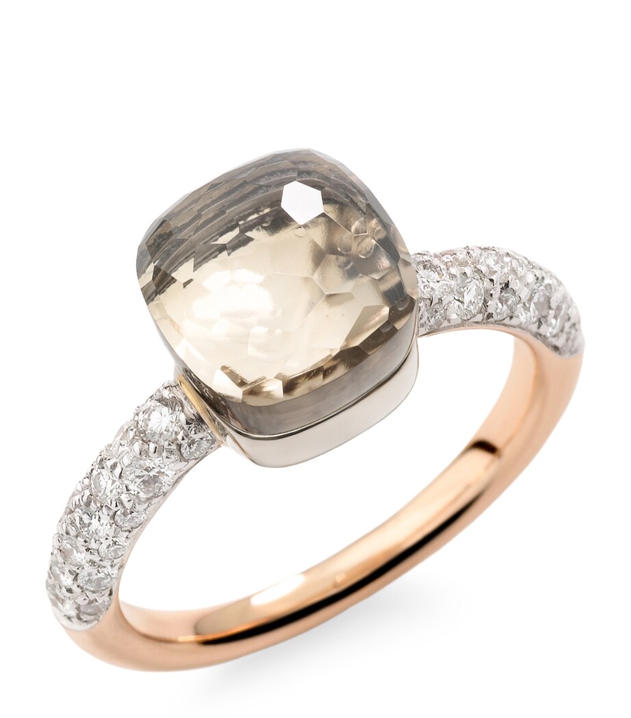 Mixed Gold, Diamond and Topaz Nudo Petit Ring DB0TB Image 1