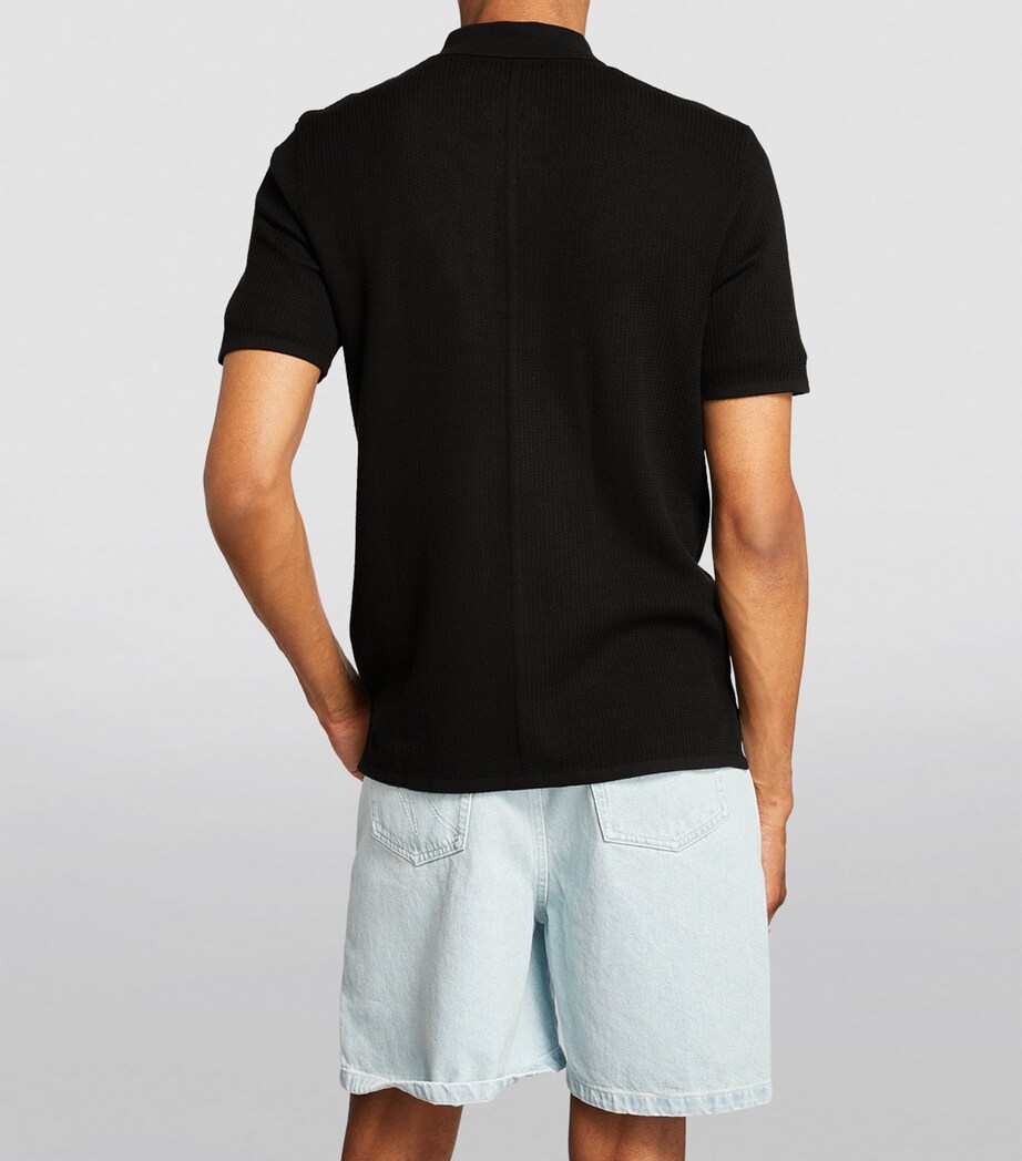 Rag & Bone Mens Mesh Harvey Polo Shirt Blk Image 4