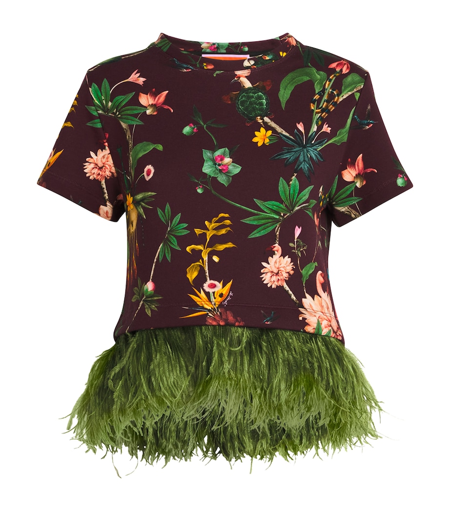 Cotton Feather-Trim Floral Top RE02ZOOFLORA Image 1