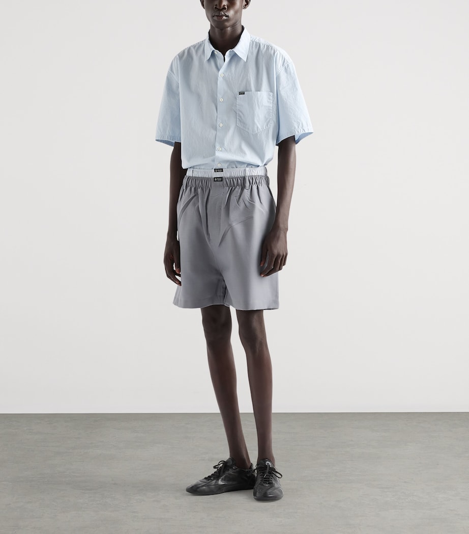 Prada Mens Cotton Relaxed Short-Sleeve Shirt Light Blue Image 2