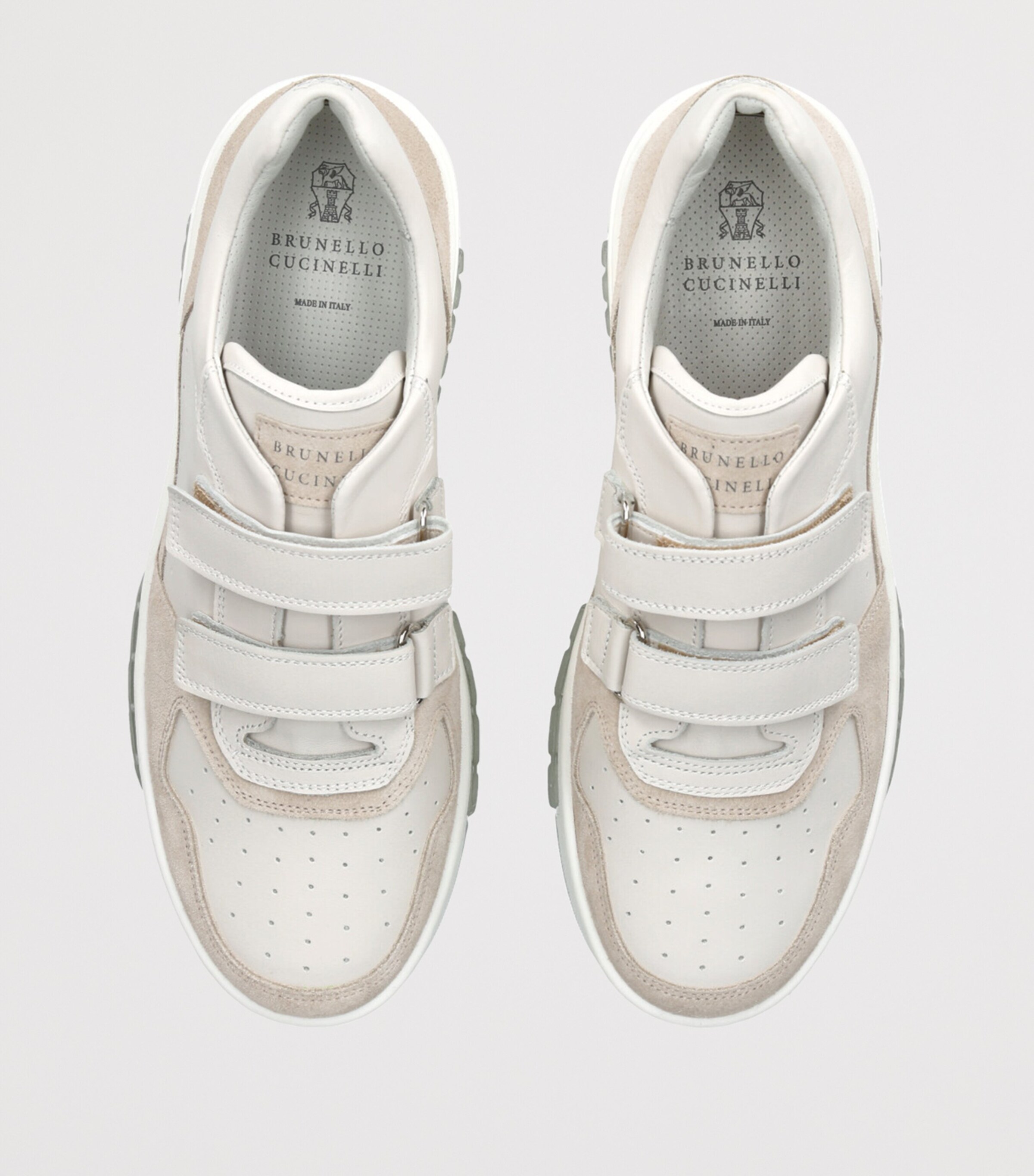 Brunello Cucinelli Leather Velcro Sneakers White/oth Image 4