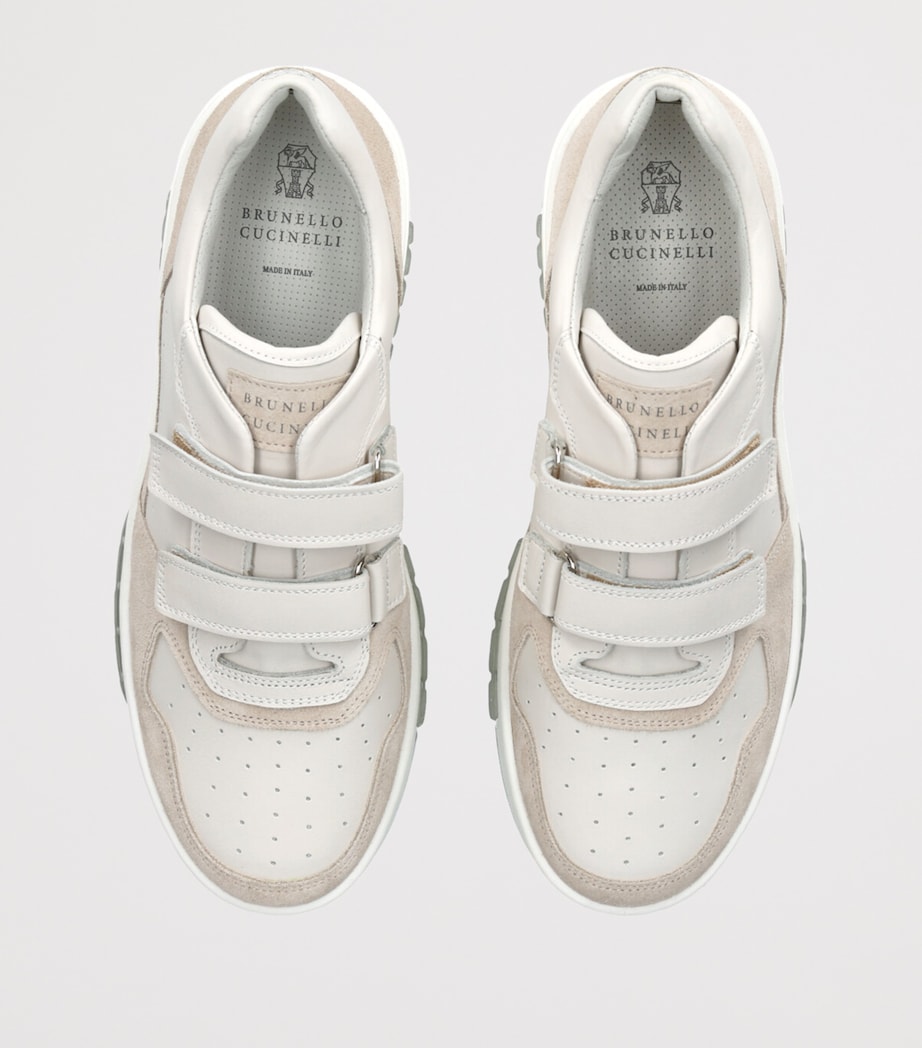 Brunello Cucinelli Leather Velcro Sneakers White/oth Image 4