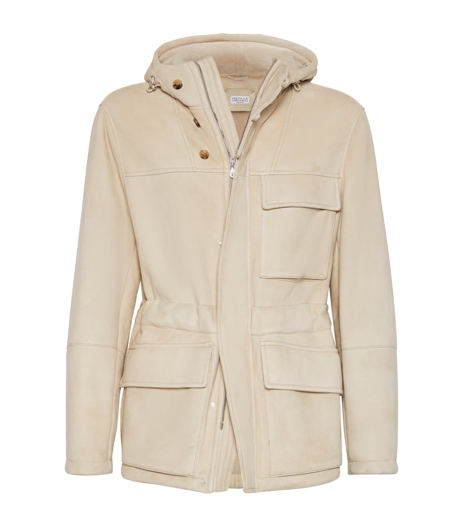 Suede-Shearling Hooded Jacket C7663 Image 1