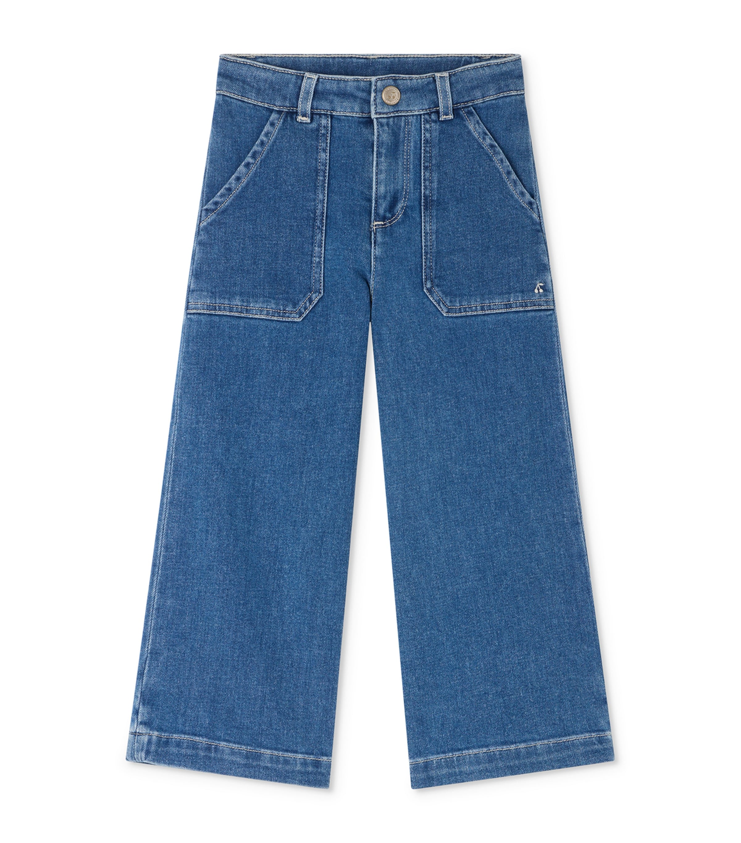 Bonpoint Jingle Wide-Leg Jeans (10-14 Years) Bleu Moyen Image 1