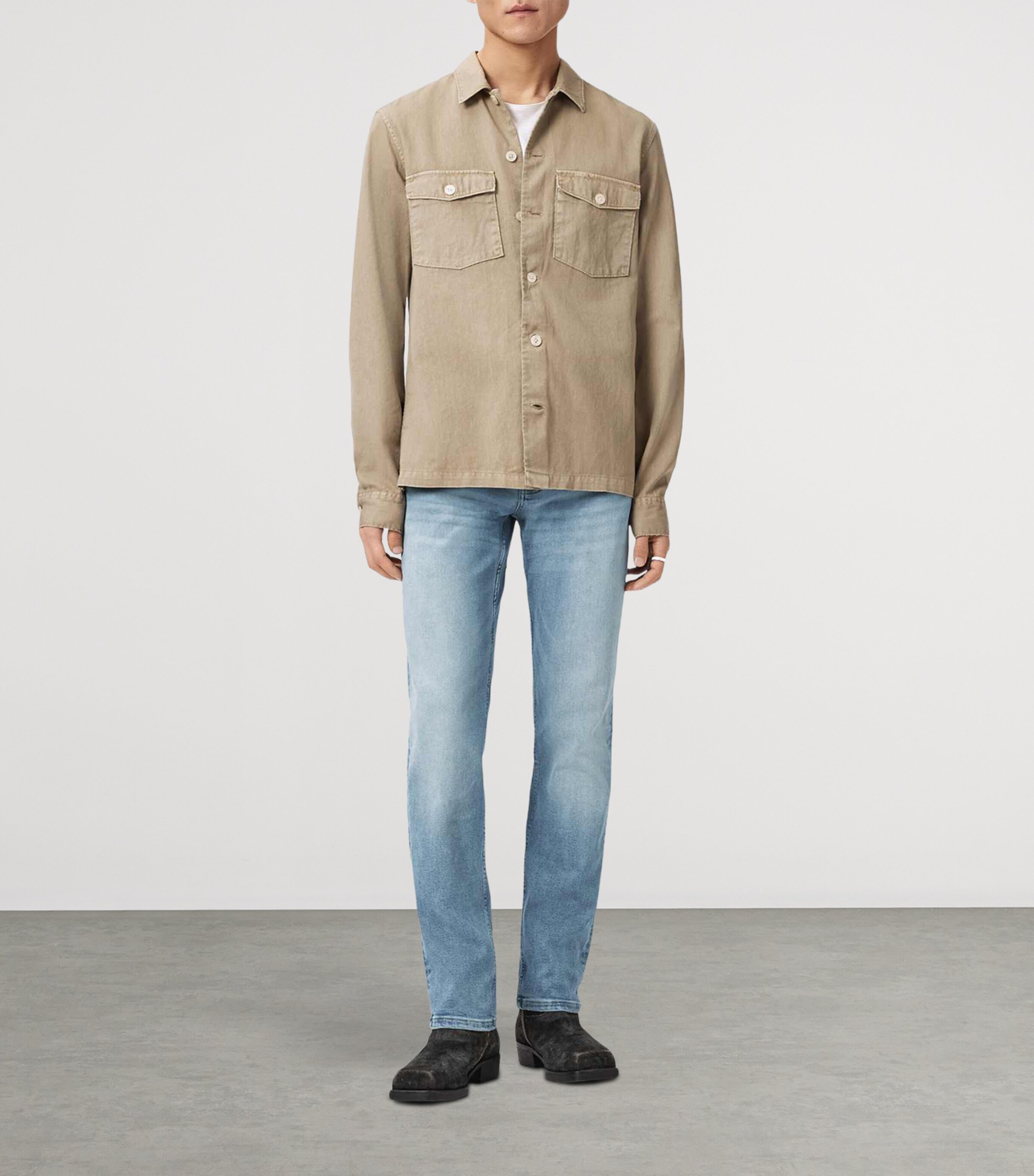 AllSaints Mens Sid Ultra Skinny Jeans Light Indigo Image 7