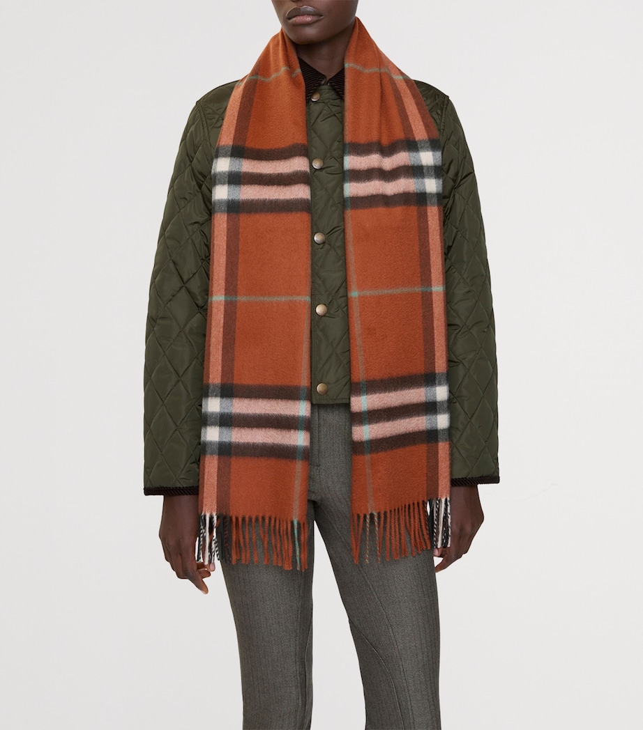 Cashmere Check Scarf BRICK ORANGE Image 2