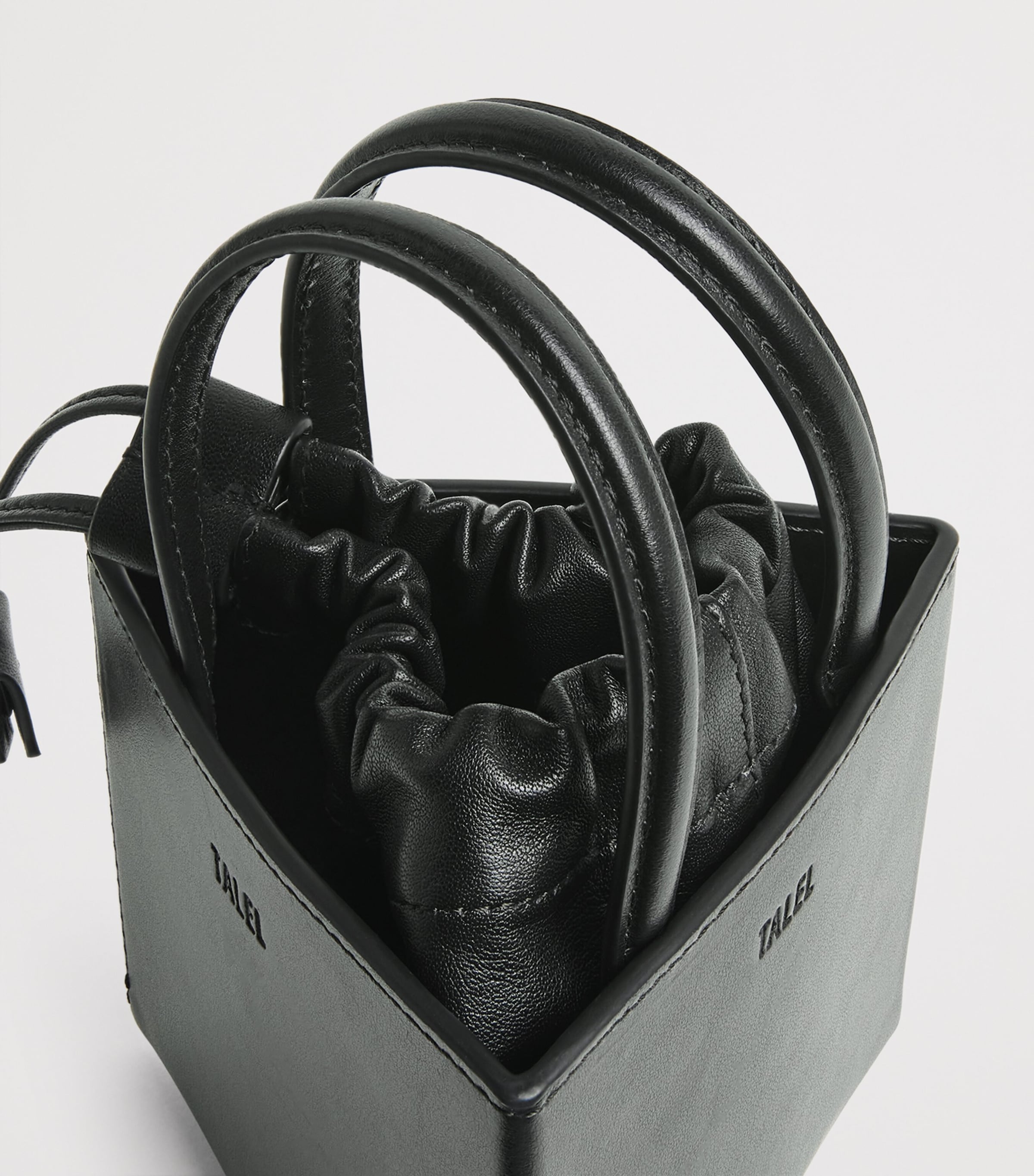 Talel Paris Leather Triangle Top-Handle Bag Black Image 5