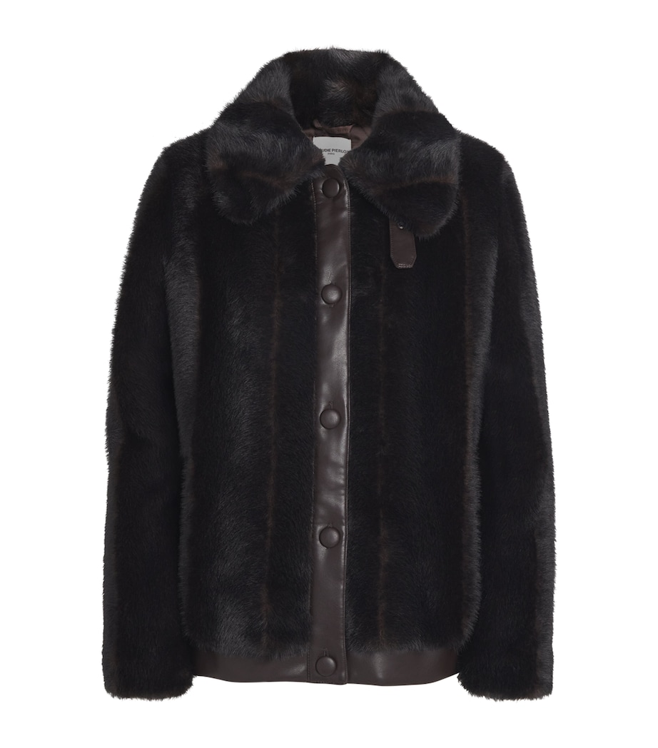 Faux Fur Coat DARK BROWN Image 1