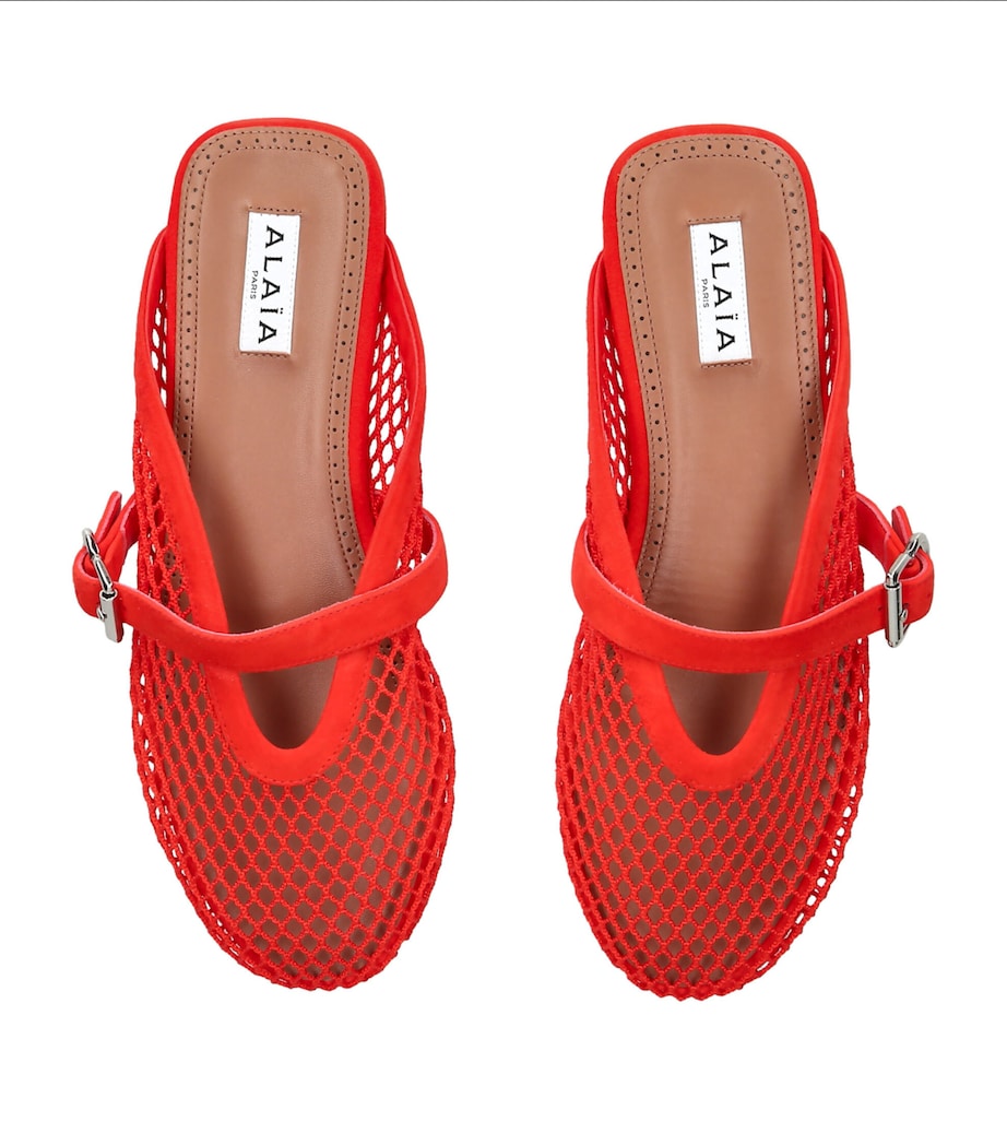 Alaïa Suede Fishnet Mules Orange Image 4