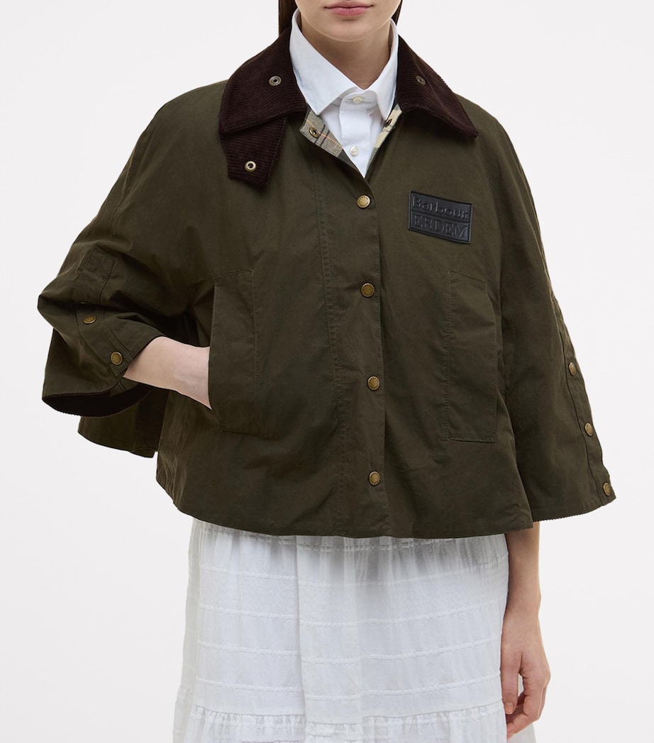 Barbour Womens x ERDEM Reversible Clover Trapeze Jacket Olive/sand/blck Flrl Image 3