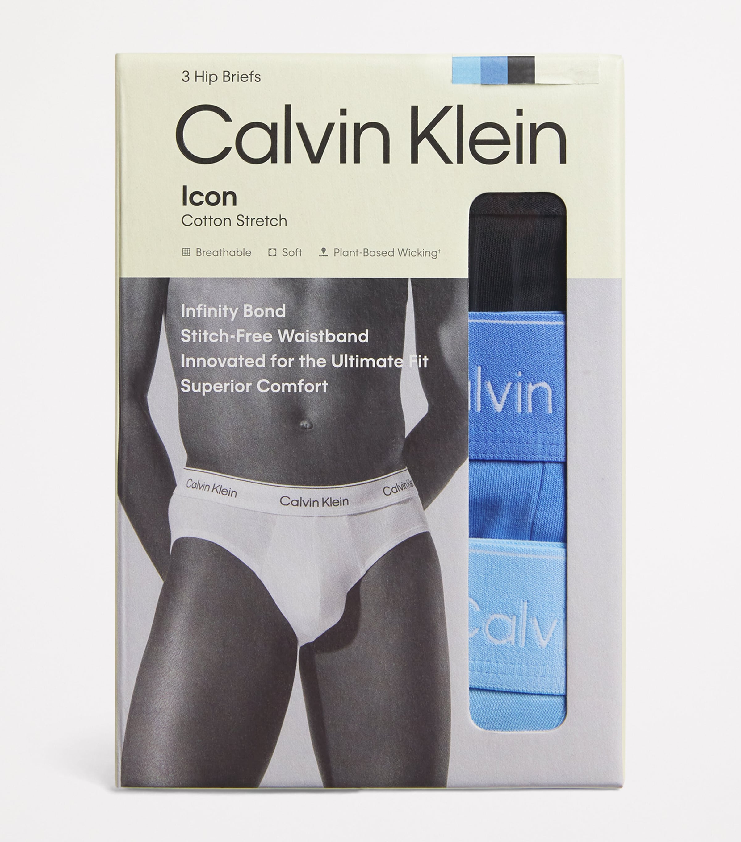 Cotton Stretch Icon Hip Briefs (Pack of 3) W8O-BLUE Image 4