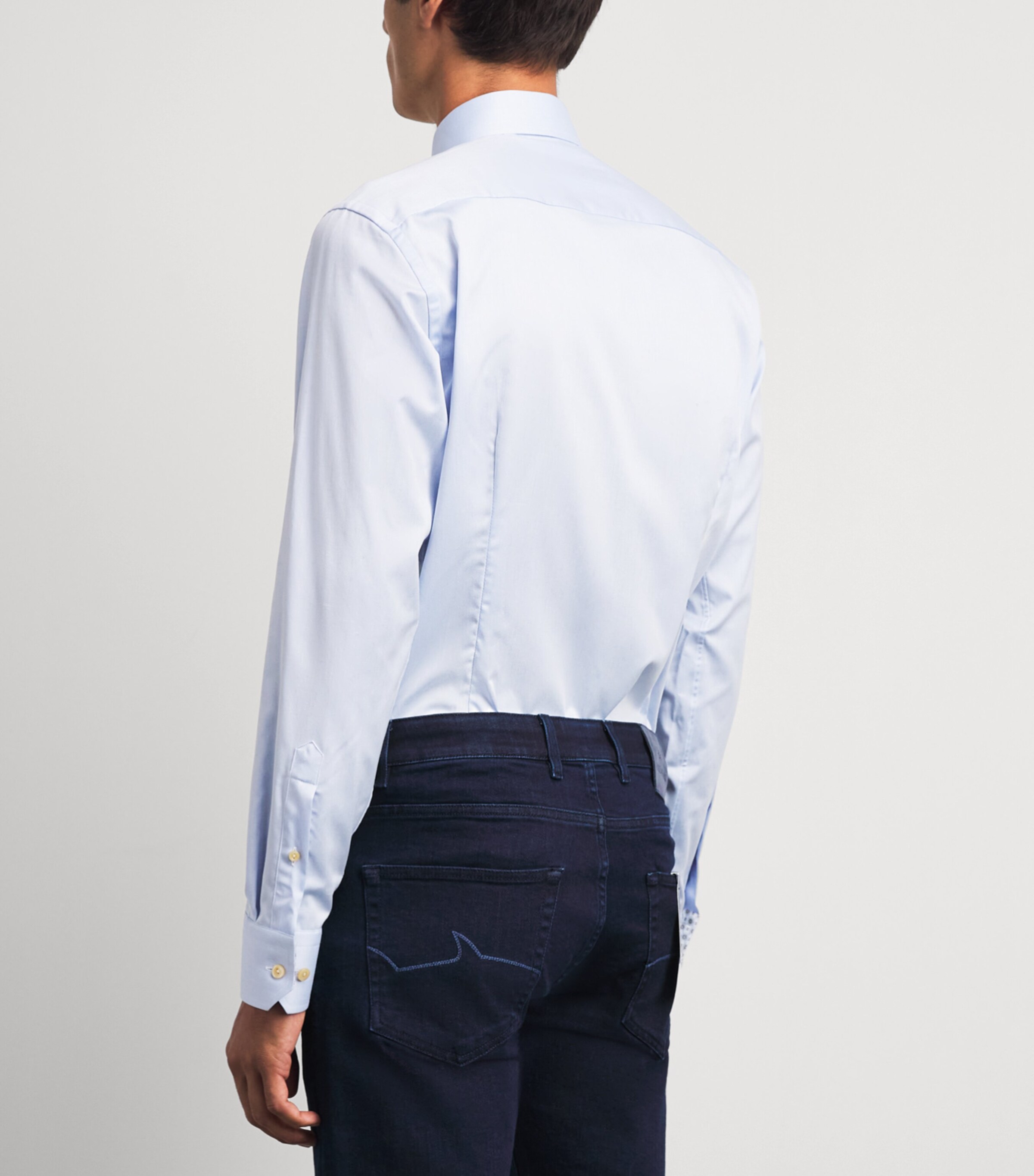 Eton Mens Supima Cotton Check Slim Fit Shirt Light Blue Image 5