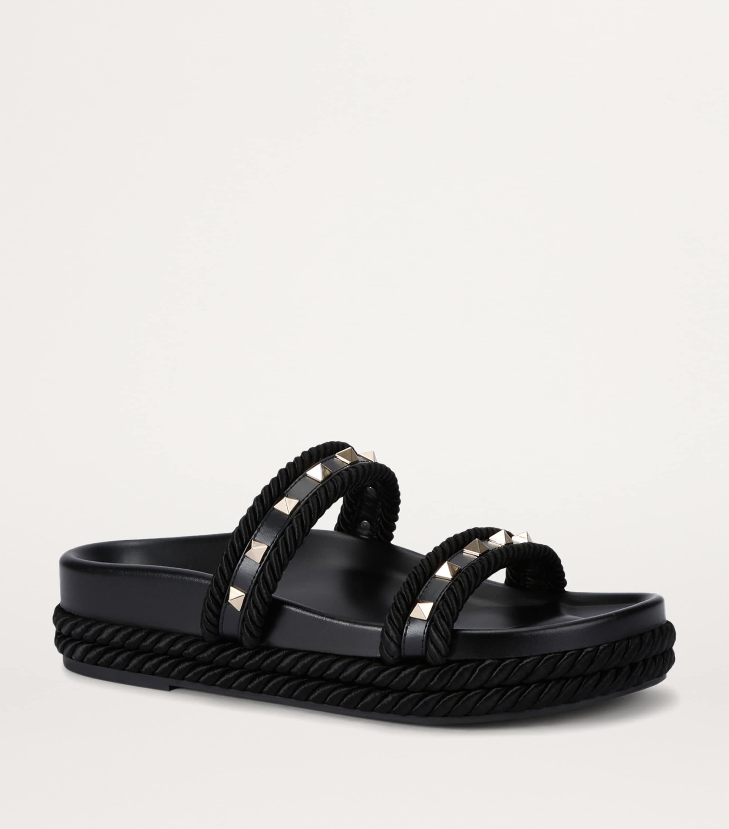 Valentino Garavani Leather Rockstud Slides Harrods US