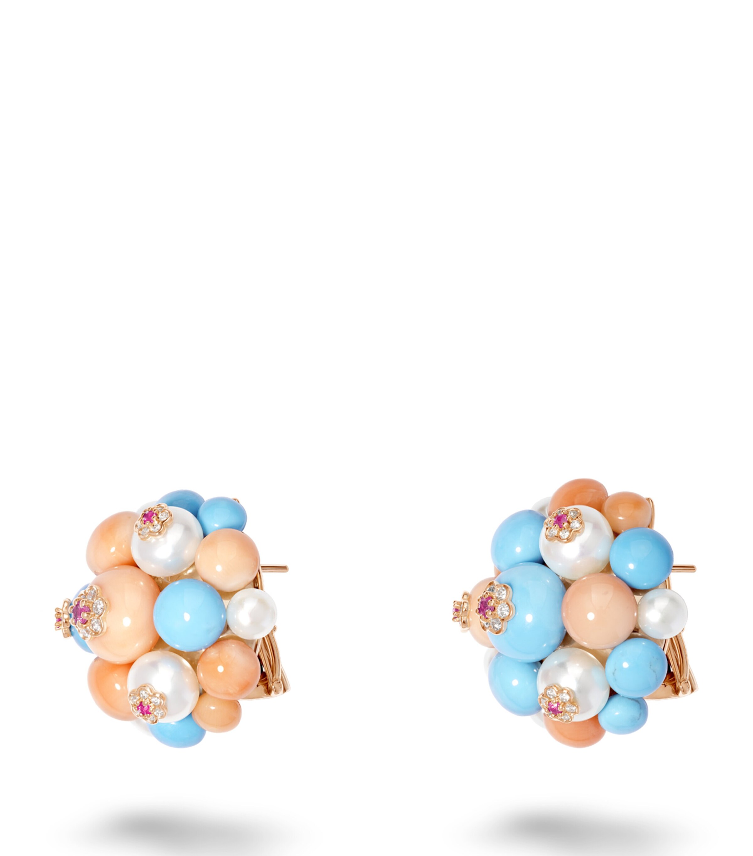 David Morris Rose Gold, Diamond and Sapphire Large Berry Cluster Earrings Image 2