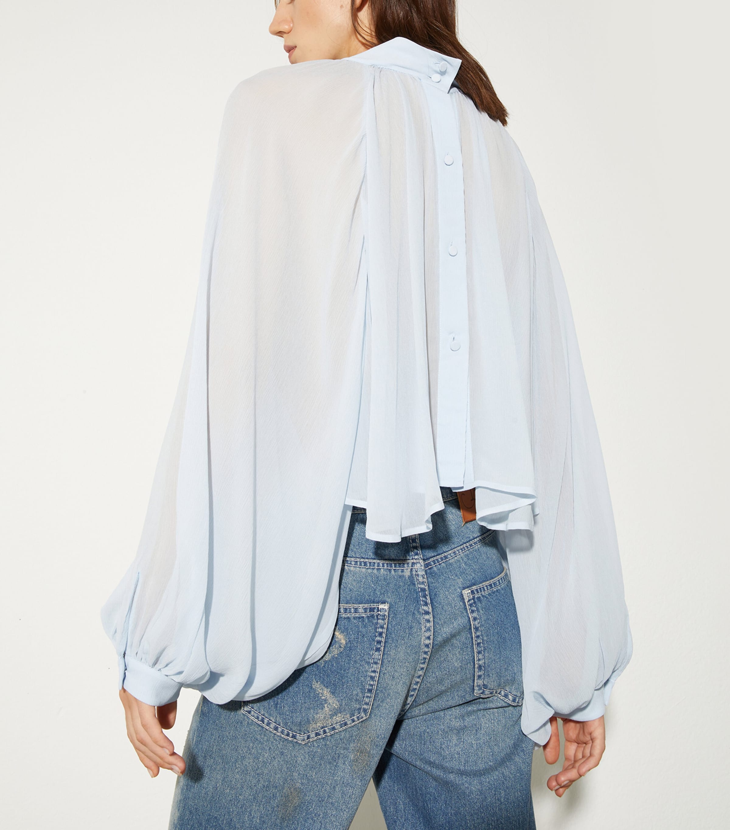 MAX&Co. Womens Crepe Blouse Sky Blue Image 3