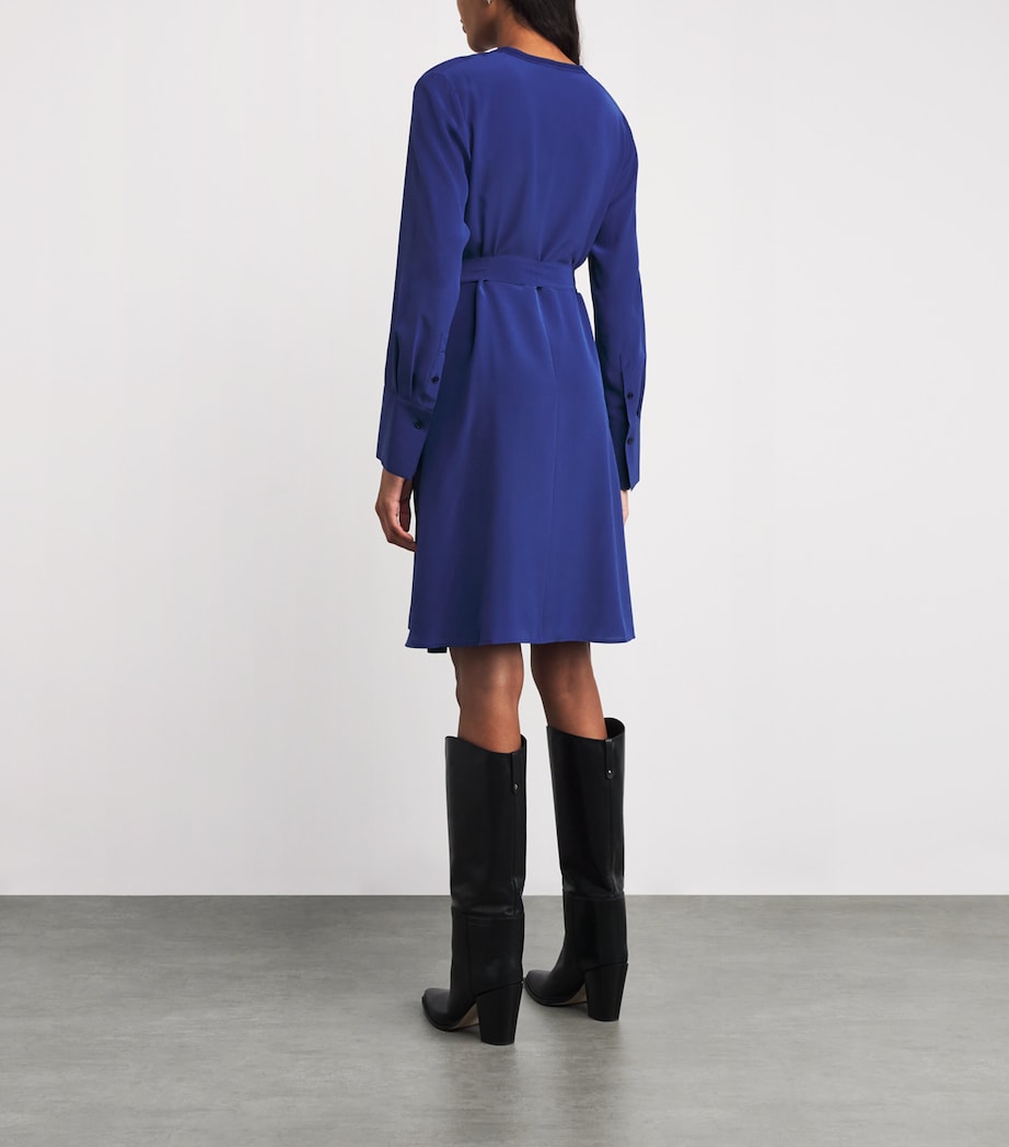 Silk V-Neck Siam Mini Dress COBALT Image 3