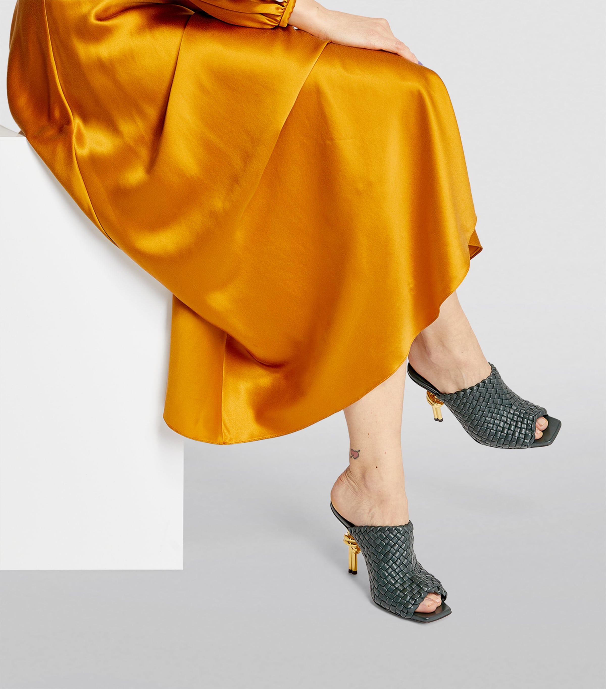 Woven Leather Knot Mules 90 INKWELL Image 6