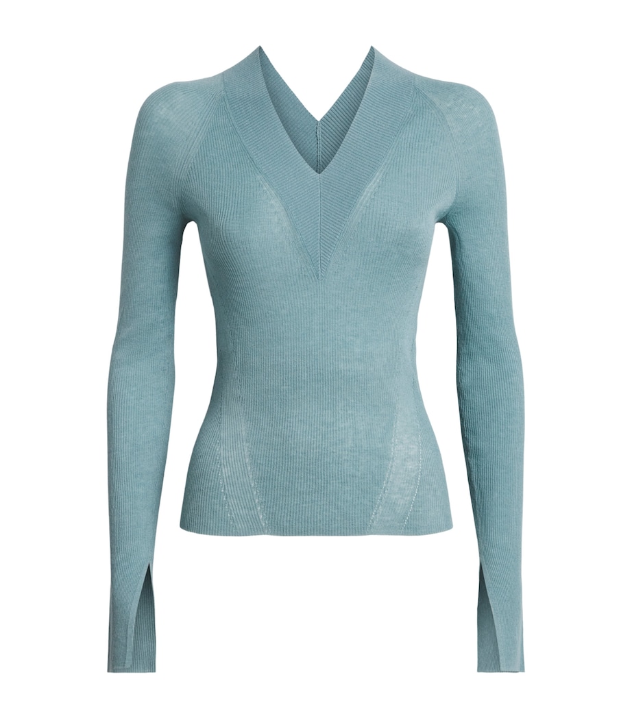 Joseph Womens Rib-Knit Harti Sweater Chambray Image 1